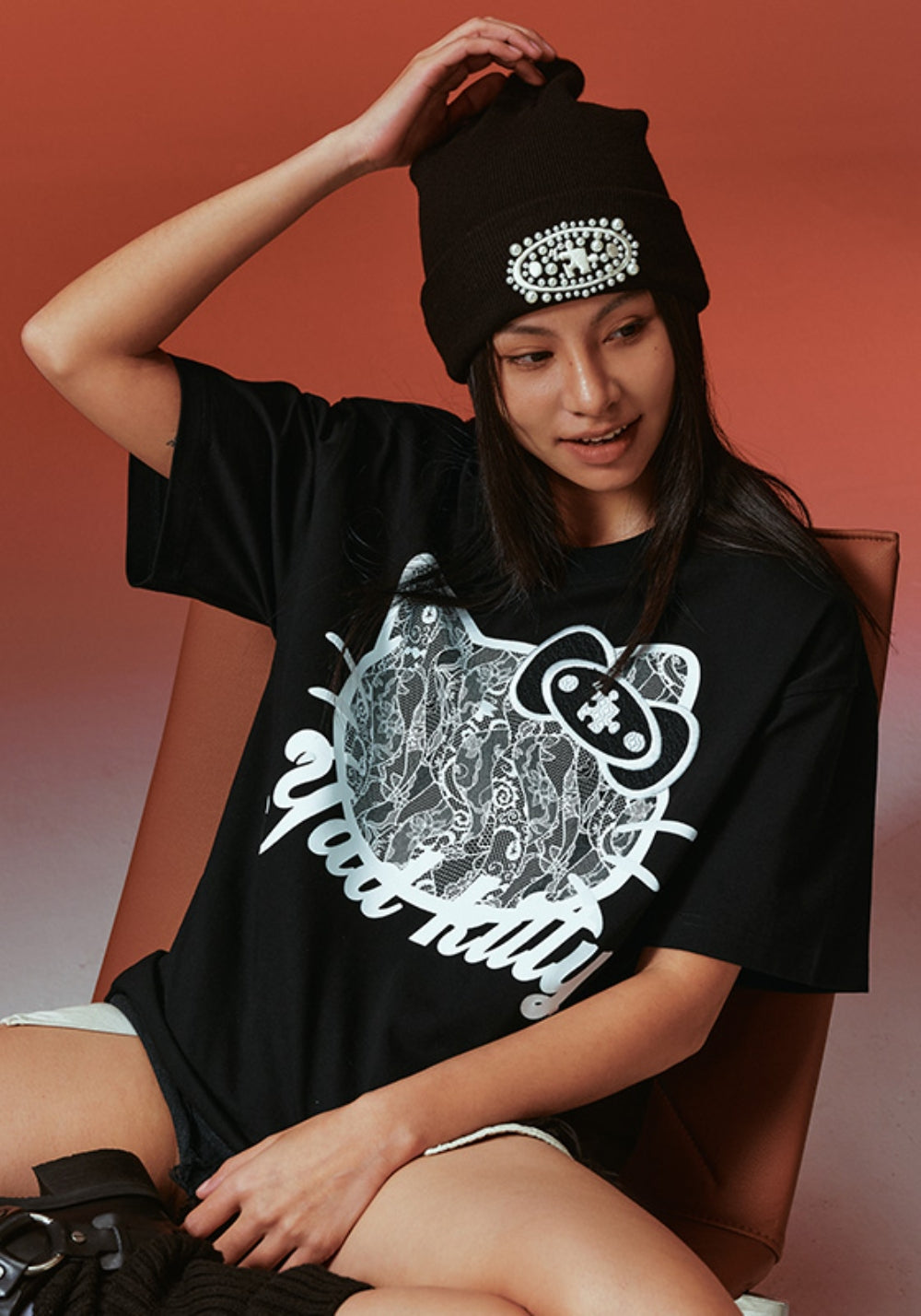 YADcrew丨YADcrew Lace Cat Tee - PSYLOS 1, YADcrew丨YADcrew Lace Cat Tee, Shirt, YADcrew, PSYLOS 1