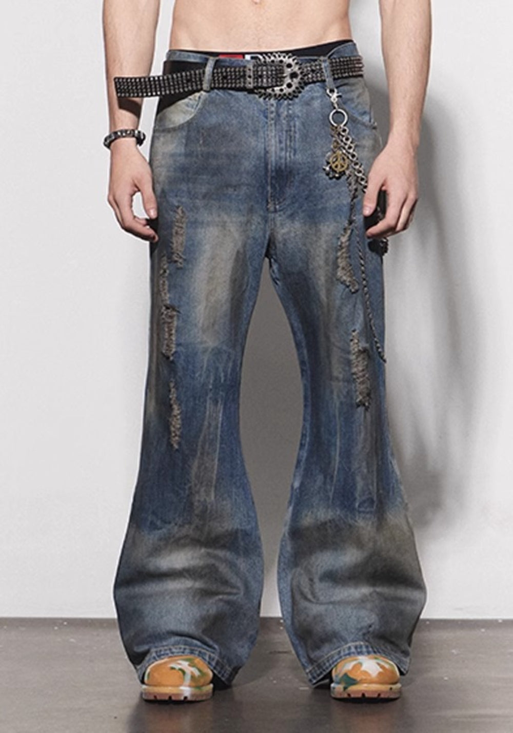 DND4DES丨Mud-Dyed Ripped Denim Jeans – Blue - PSYLOS 1, DND4DES丨Mud-Dyed Ripped Denim Jeans – Blue, Pants, DND4DES•JAPAN, PSYLOS 1