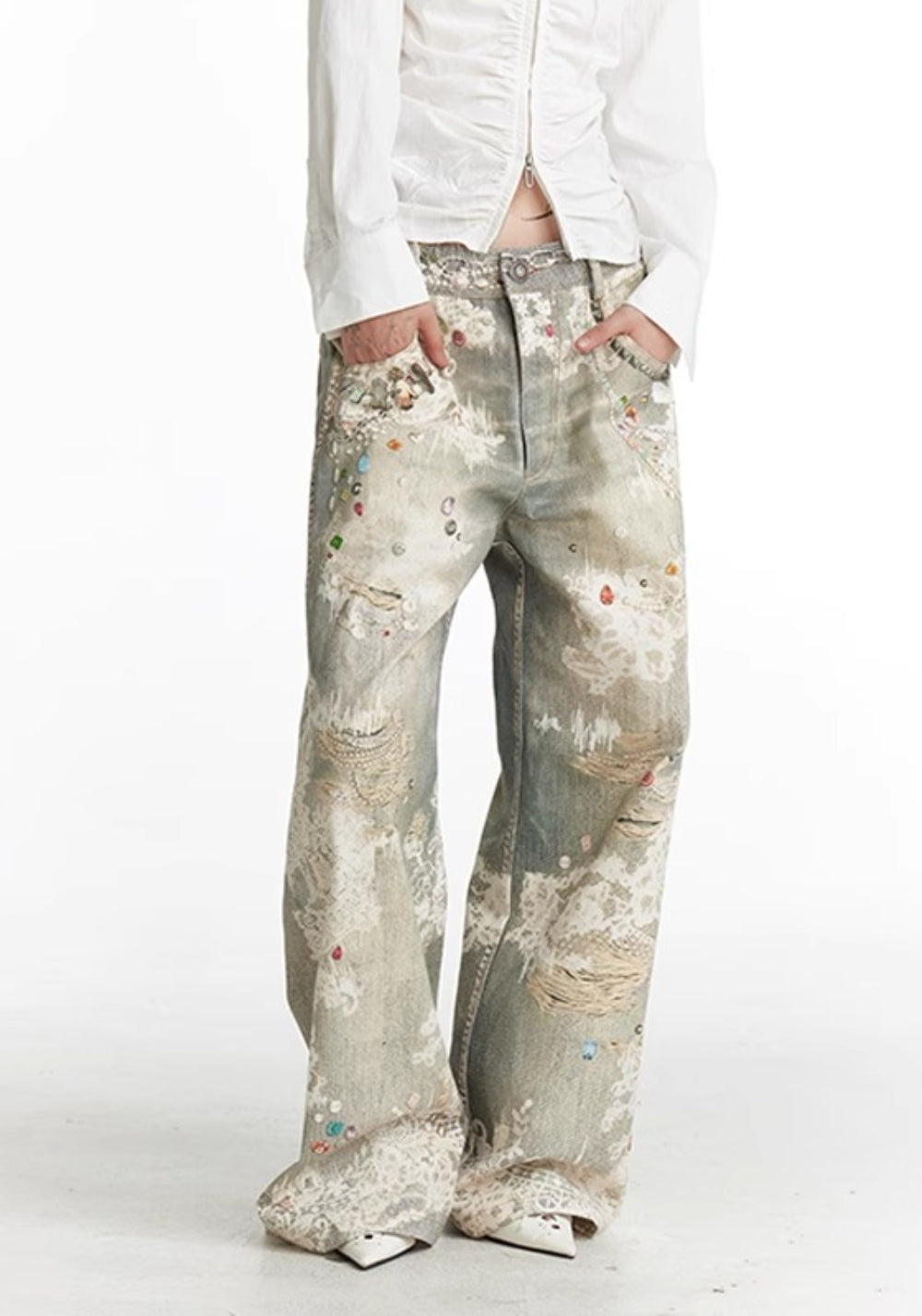DND4DES丨All-Over Lace Print Pants - PSYLOS 1, DND4DES丨All-Over Lace Print Pants, Pants, DND4DES•JAPAN, PSYLOS 1