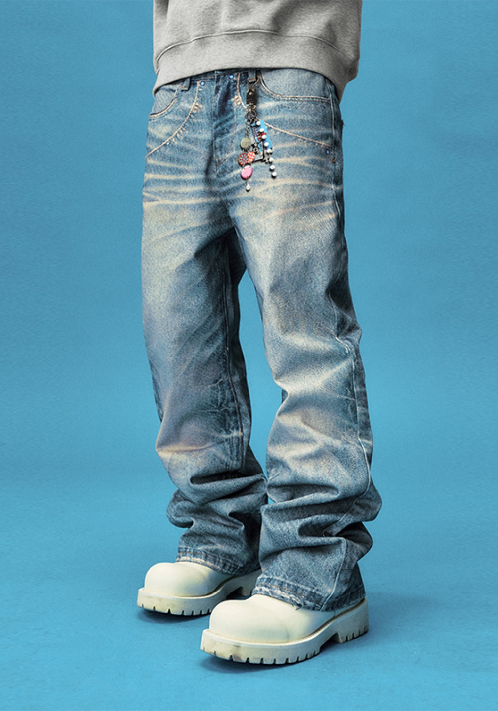 YADcrew丨YADcrew Pendant-Print Jeans - PSYLOS 1, YADcrew丨YADcrew Pendant-Print Jeans, Jeans, YADcrew, PSYLOS 1