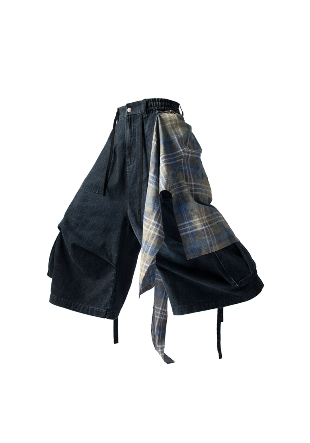 RELABEL丨Detachable Flap Tie-Waist Washed Blue Denim Shorts - PSYLOS 1, RELABEL丨Detachable Flap Tie-Waist Washed Blue Denim Shorts, Shorts, RELABEL, PSYLOS 1