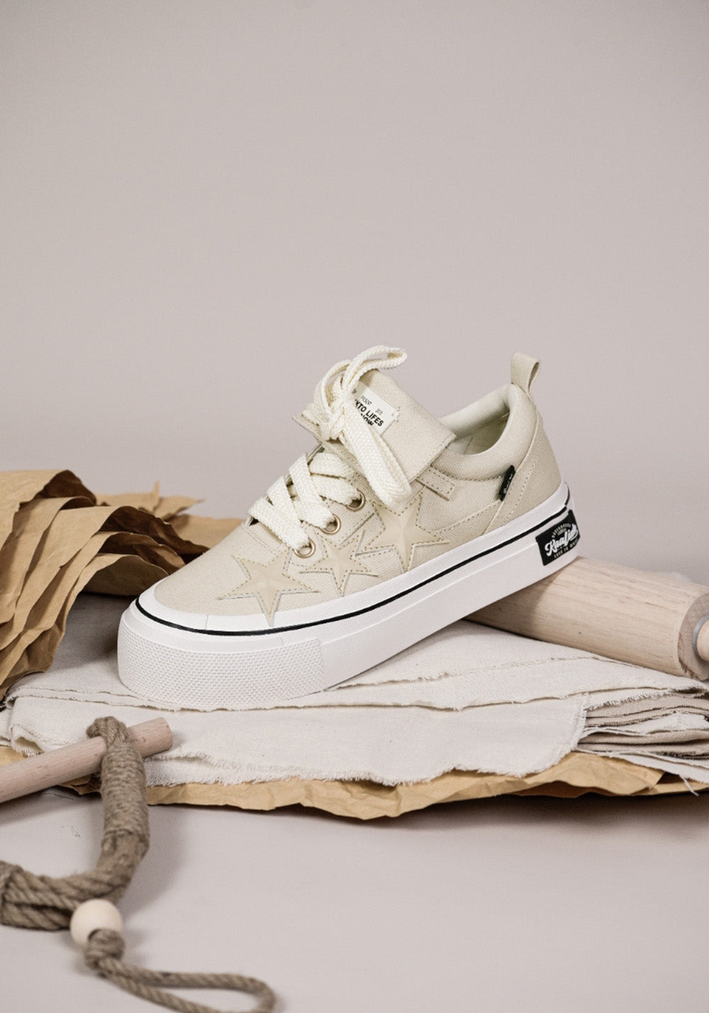 KAALIXTO丨Cream Beige Canvas Star Shoes - PSYLOS 1, KAALIXTO丨Cream Beige Canvas Star Shoes, Canvas Sneakers, KAALIXTO•JAPAN, PSYLOS 1