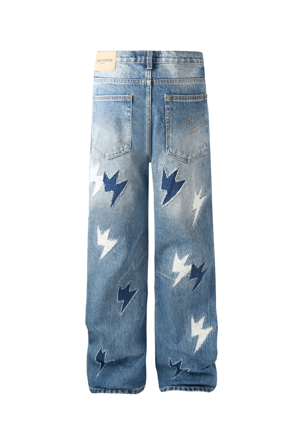 AMEXNOCAP丨Destroyed Lightning Flare Jeans (Ice Blue, Unisex) - PSYLOS 1, AMEXNOCAP丨Destroyed Lightning Flare Jeans (Ice Blue, Unisex), Jeans, Amexnocap, PSYLOS 1