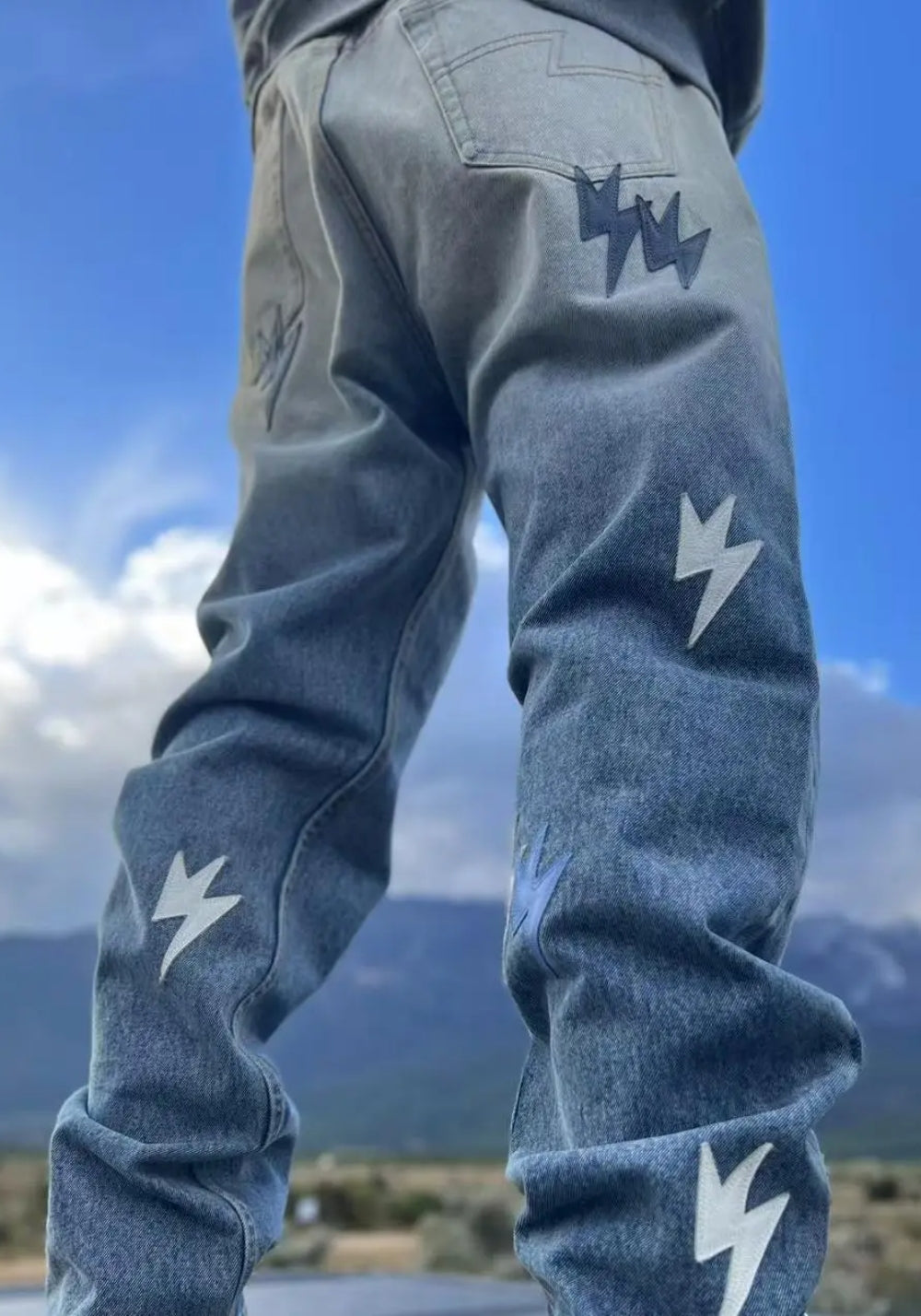 AMEXNOCAP丨Lightning Patch Gradient Stone Jeans - PSYLOS 1, AMEXNOCAP丨Lightning Patch Gradient Stone Jeans, Jeans, Amexnocap, PSYLOS 1