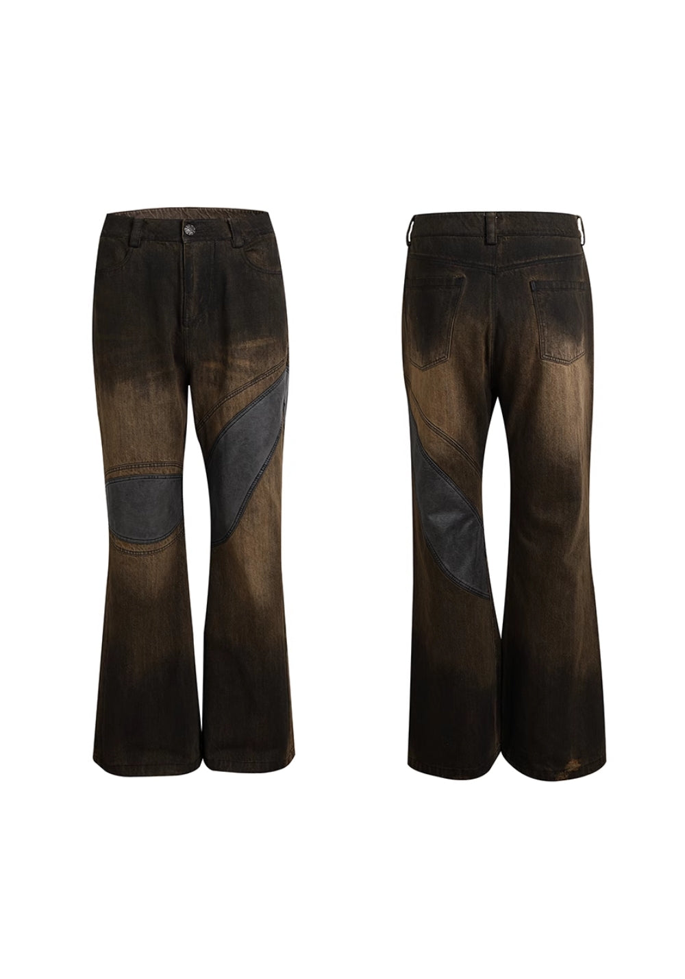 DND4DES丨Faux Leather Knee-Patch Denim Jeans - PSYLOS 1, DND4DES丨Faux Leather Knee-Patch Denim Jeans, Pants, DND4DES•JAPAN, PSYLOS 1