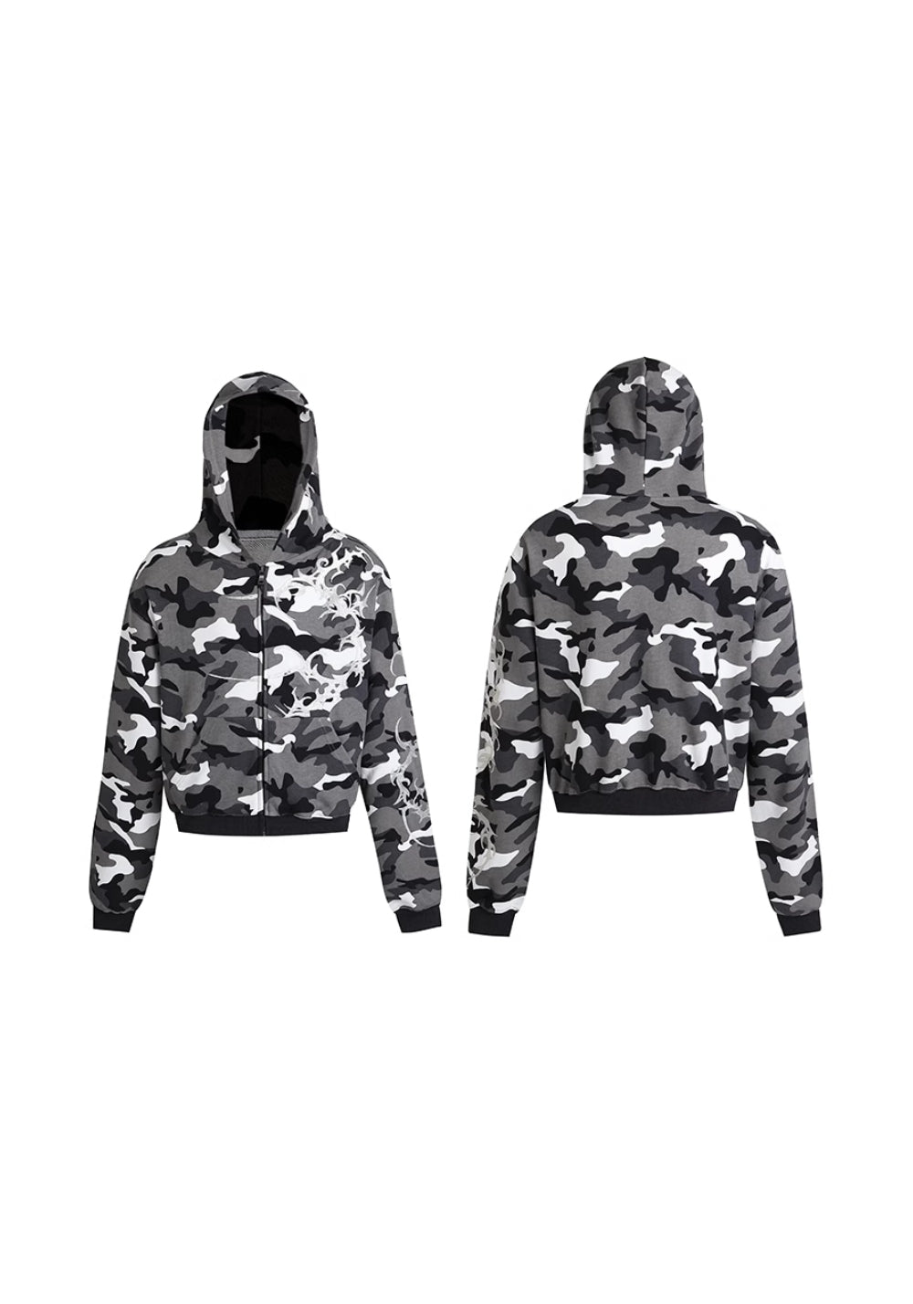 DND4DES丨Silver Embroidered Camo Zip Hoodie - PSYLOS 1, DND4DES丨Silver Embroidered Camo Zip Hoodie, Hoodie, DND4DES•JAPAN, PSYLOS 1