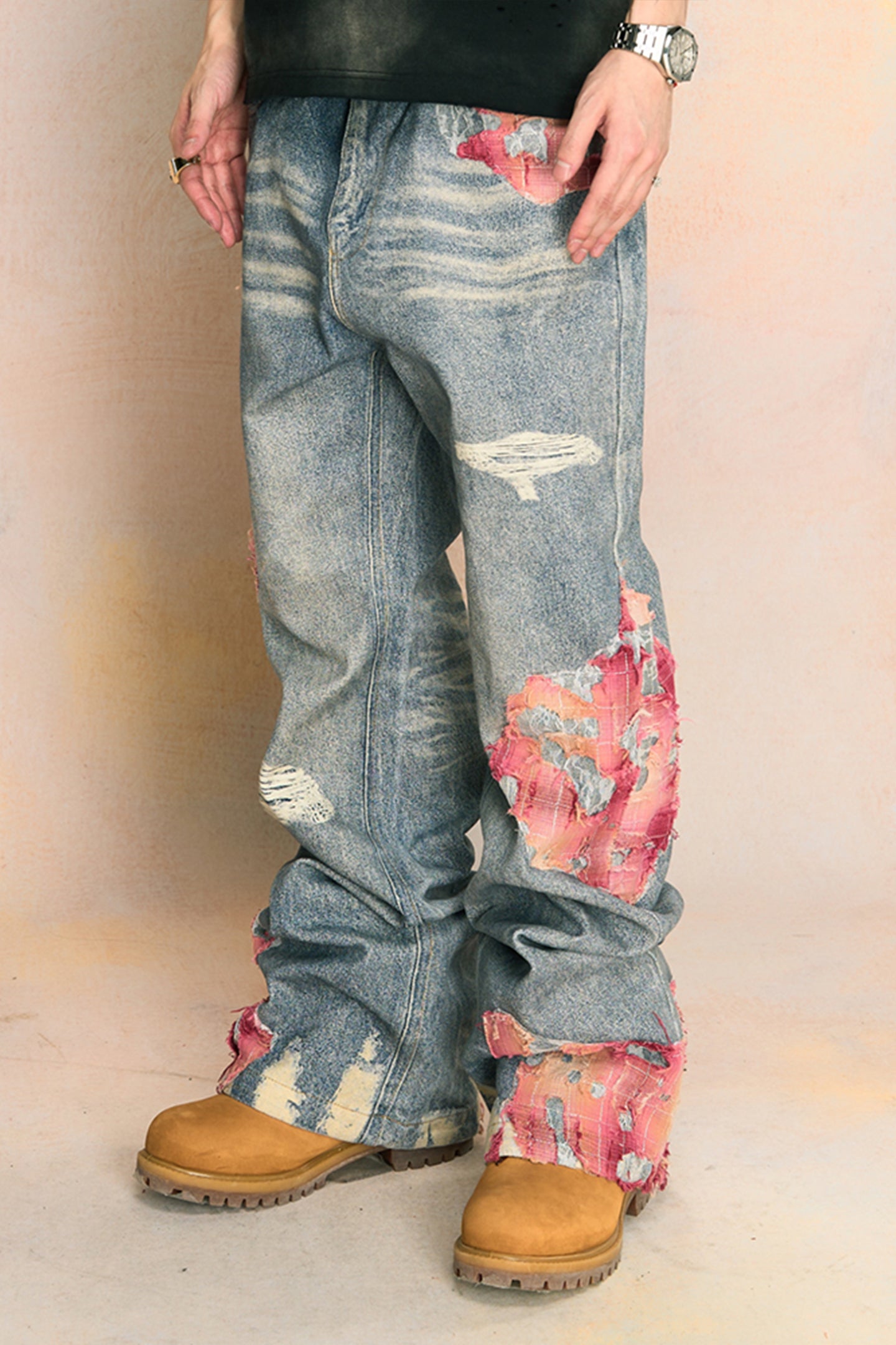 Sunset Cloud Lace Print Jeans