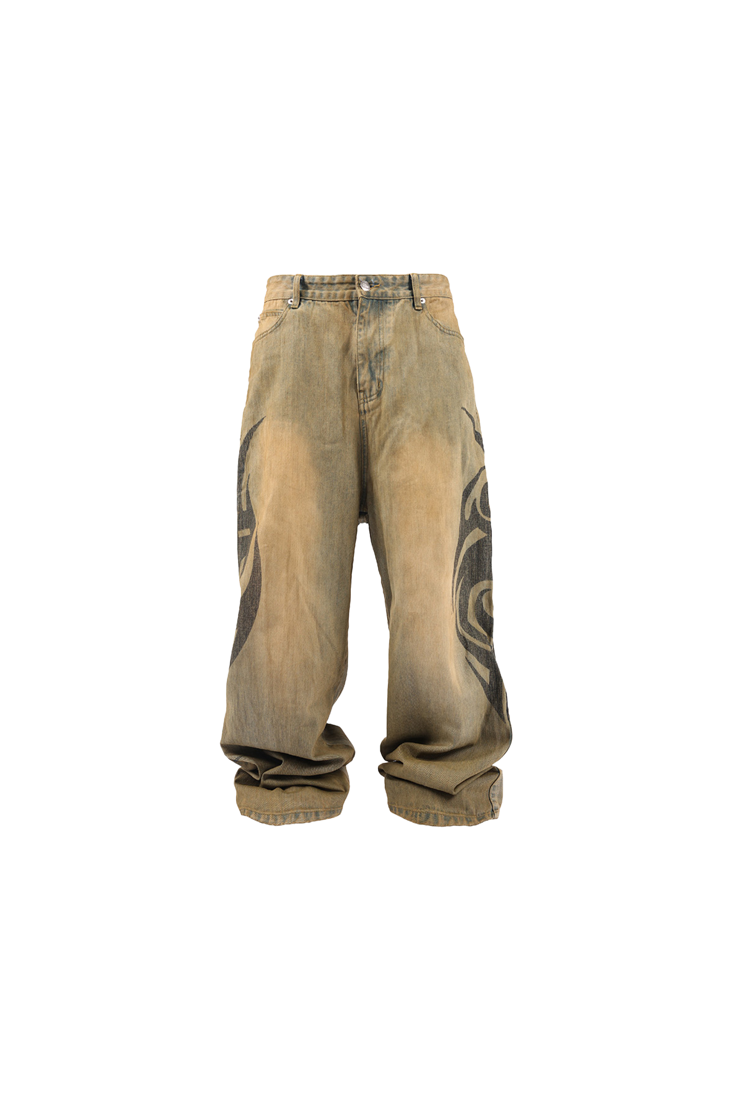 Heavy Washed Yellow Mud Dyed Bamboo Baggy Pants