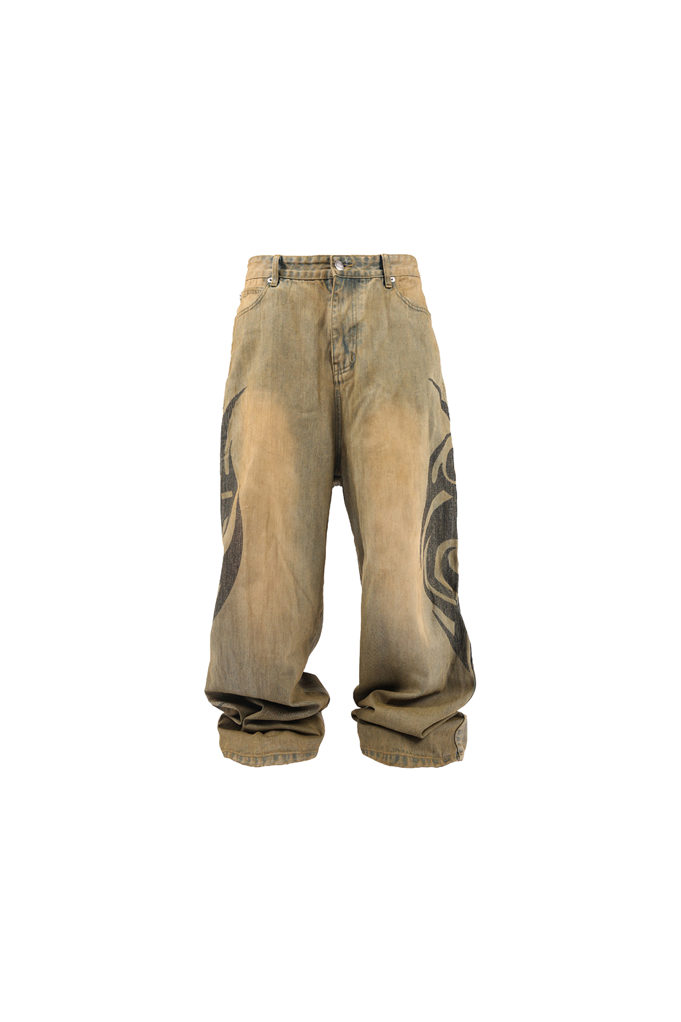 Heavy Washed Yellow Mud Dyed Bamboo Baggy Pants