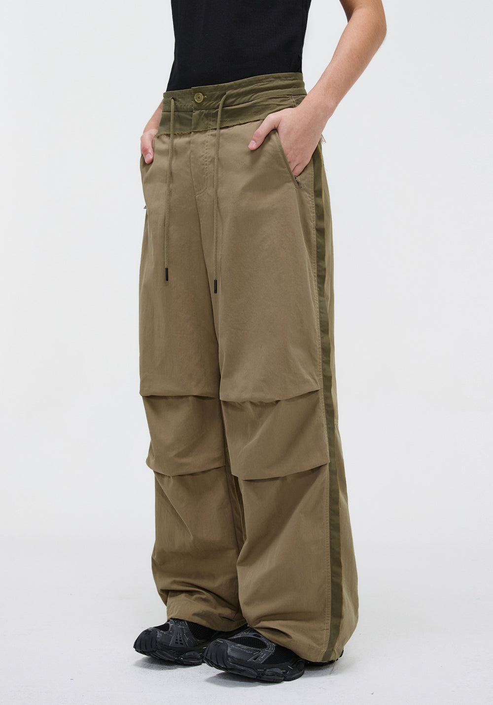 PCLP Raw Edge Color Block Paratrooper Pants