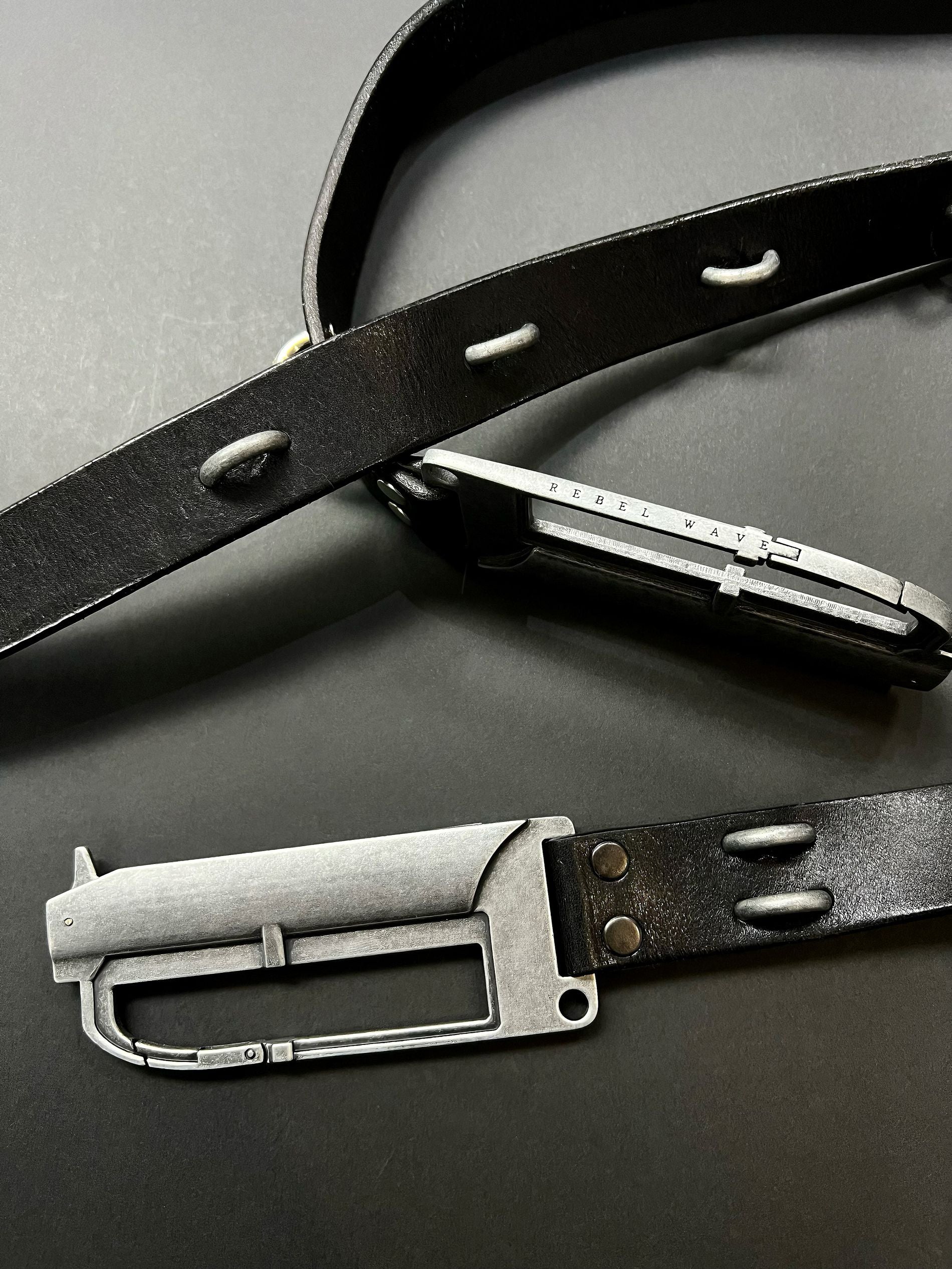 REBEL WAVE丨BΣLA Military Leather Belt - Steel Ring & Blade Buckle - PSYLOS 1, REBEL WAVE丨BΣLA Military Leather Belt - Steel Ring & Blade Buckle, Belt, REBEL WAVE•JAPAN, PSYLOS 1