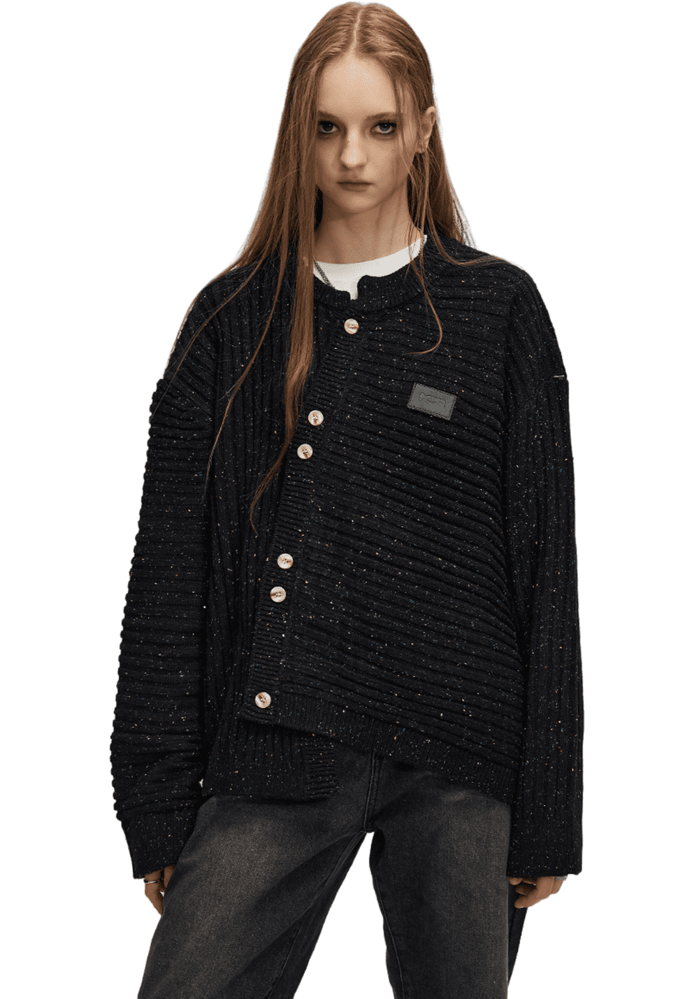 Asymmetric Wool Textured Knitted Jacket