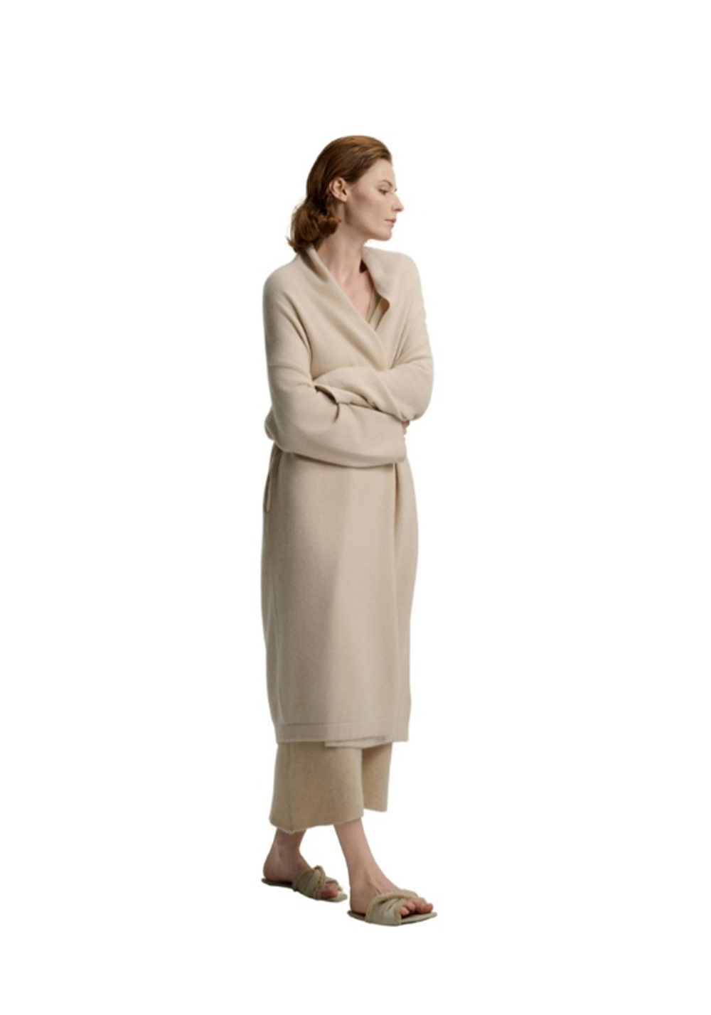 CASHMERE Robe-Style Cashmere Coat - Beige Camel