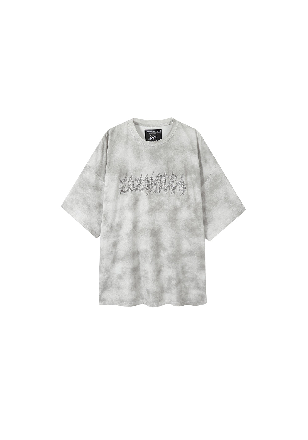 ZOZOKILLA Dirty White T - shirt with Gothic Font Hot - fixed Studs