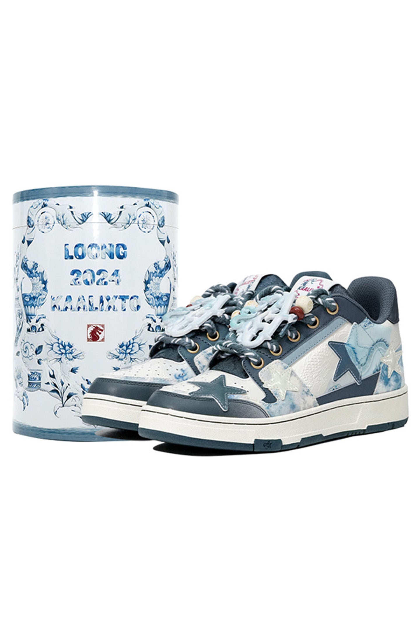 KAALIXTO丨Retro Star Sneakers-Blue And White Porcelain - PSYLOS 1, KAALIXTO丨Retro Star Sneakers-Blue And White Porcelain, Skate Shoes, KAALIXTO•JAPAN, PSYLOS 1