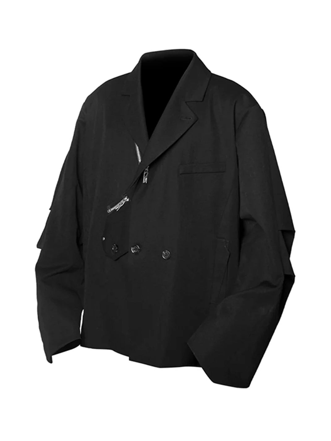 RELABEL丨Blazer extragrande desmontable con doble tapeta y cuello plegable curvo, reconstrucción tridimensional (Reshape)