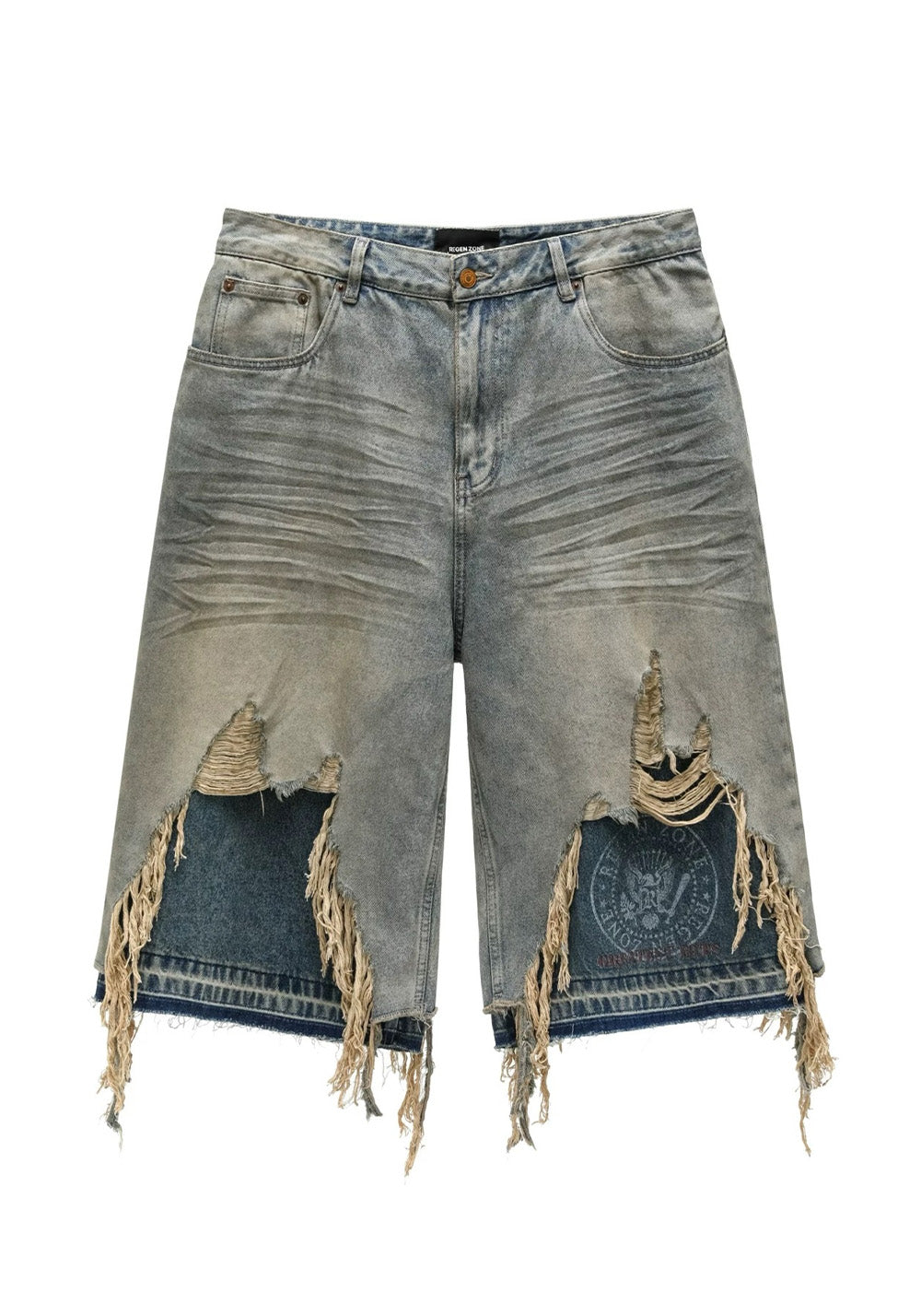 REGEN ZONE丨"RIOT" Samurai Distressed Patchwork Cropped Pants - PSYLOS 1, REGEN ZONE丨"RIOT" Samurai Distressed Patchwork Cropped Pants, Pants, REGEN ZONE•JAPAN, PSYLOS 1