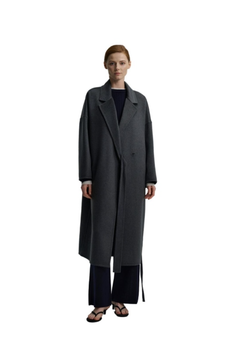 CASHMERE 100% Cashmere Coat With Concealed Buttons - Gray