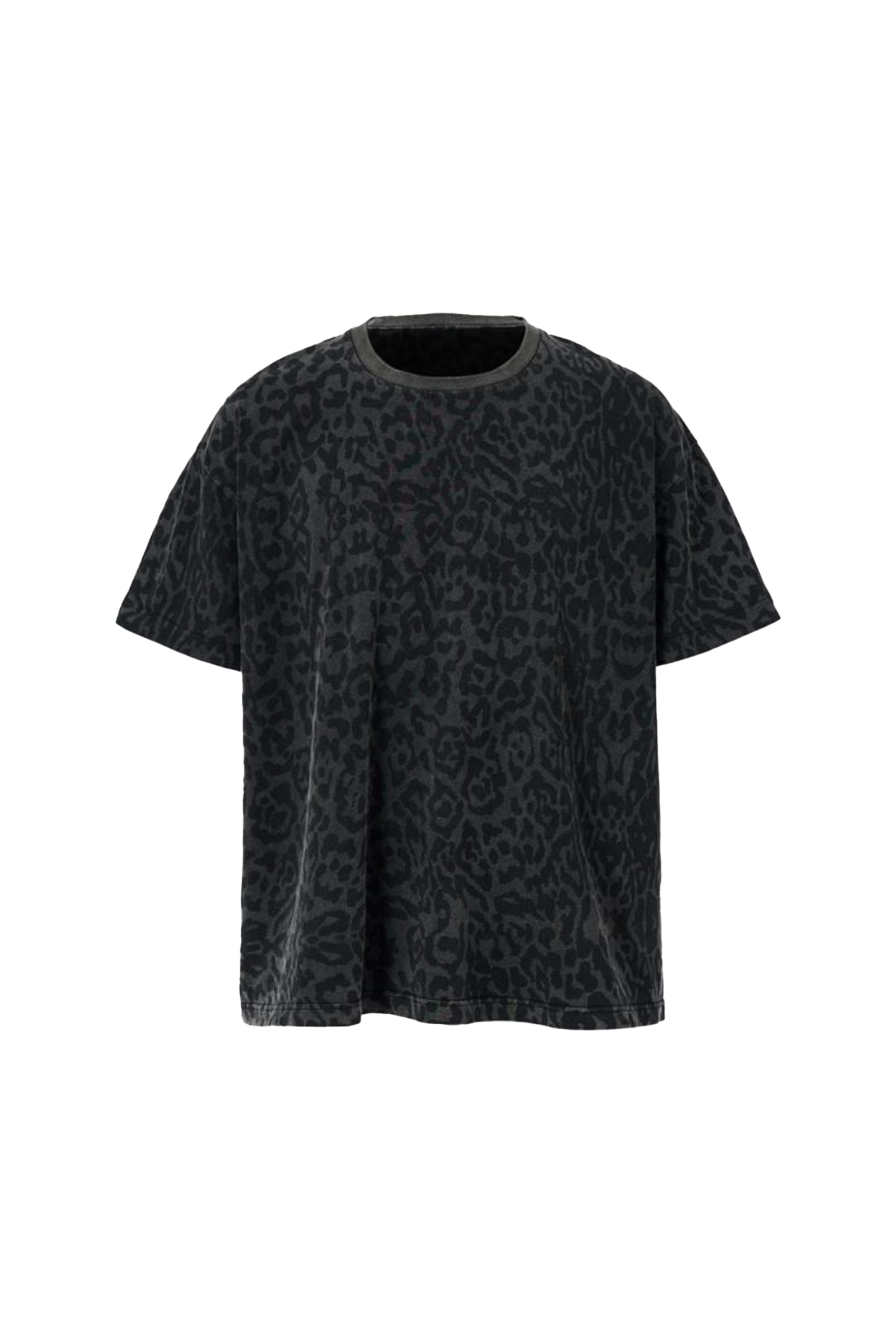 Black Cotton Leopard Print T-Shirt