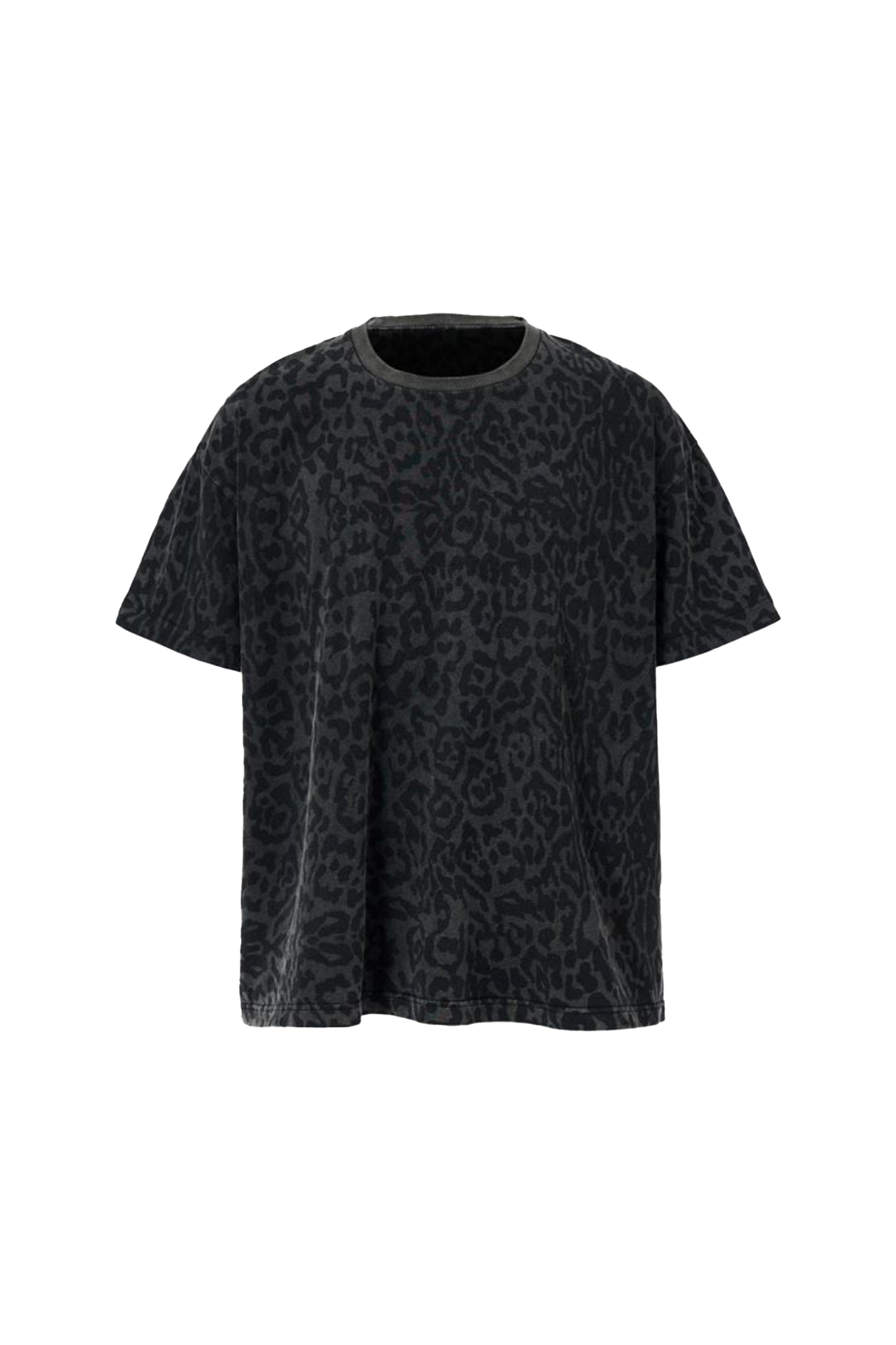 Black Cotton Leopard Print T-Shirt