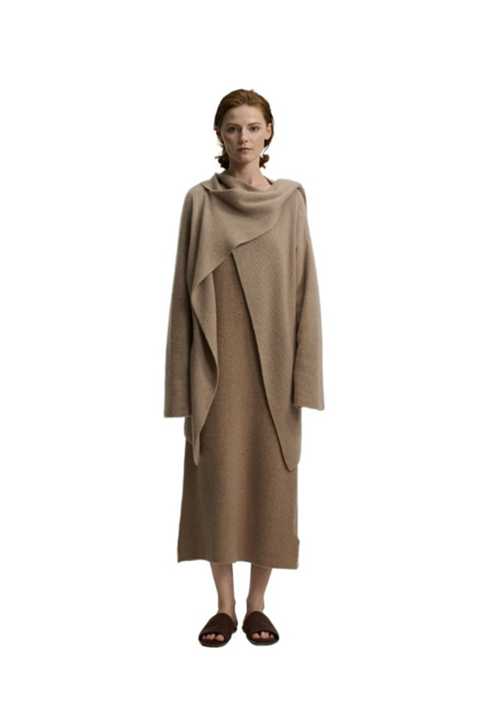 CASHMERE Cashmere Design Coat-Flower Camel