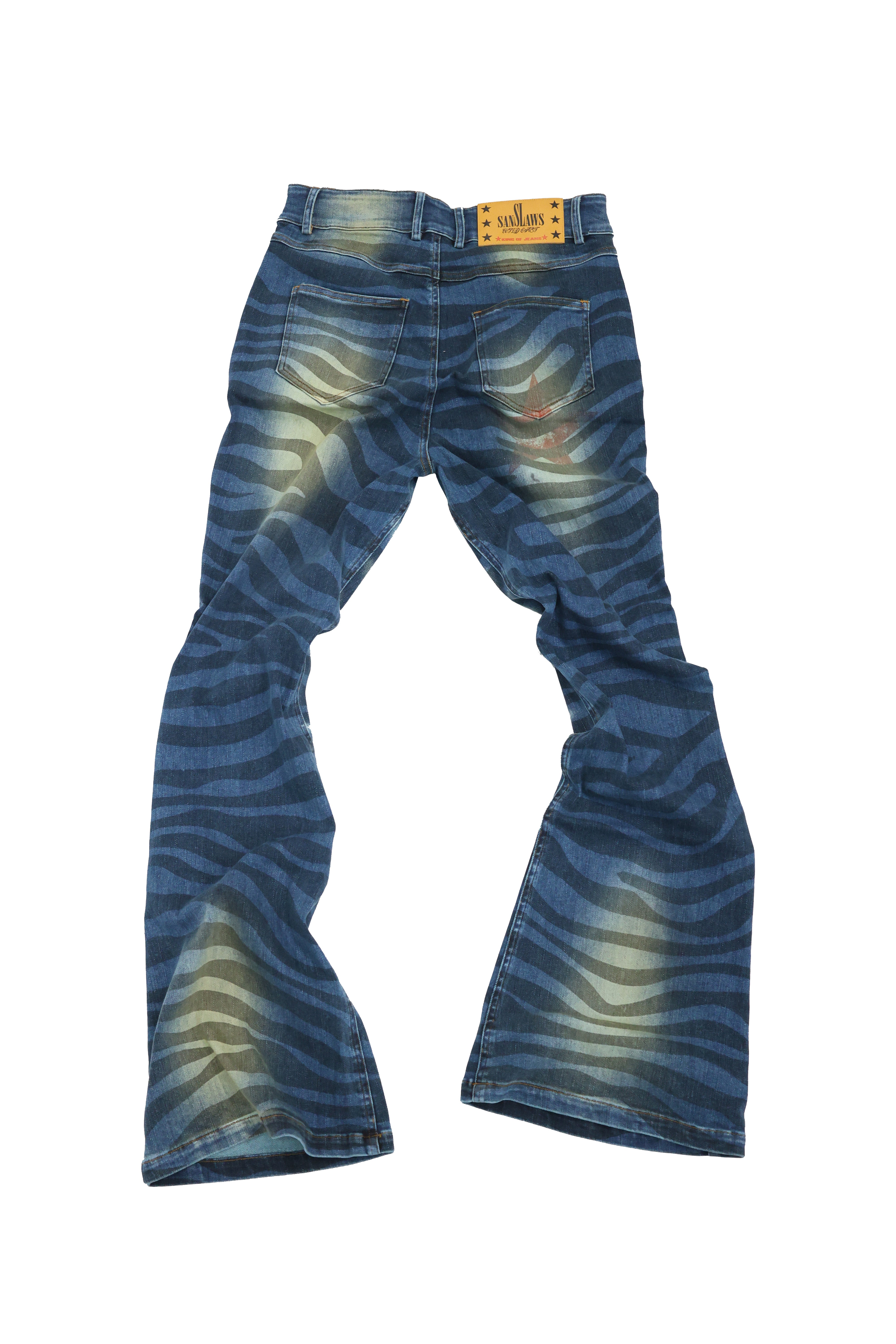 SANSLAWS丨Tiger Stripe Stretch Flared Jeans - PSYLOS 1, SANSLAWS丨Tiger Stripe Stretch Flared Jeans, Jeans, SANSLAWS, PSYLOS 1