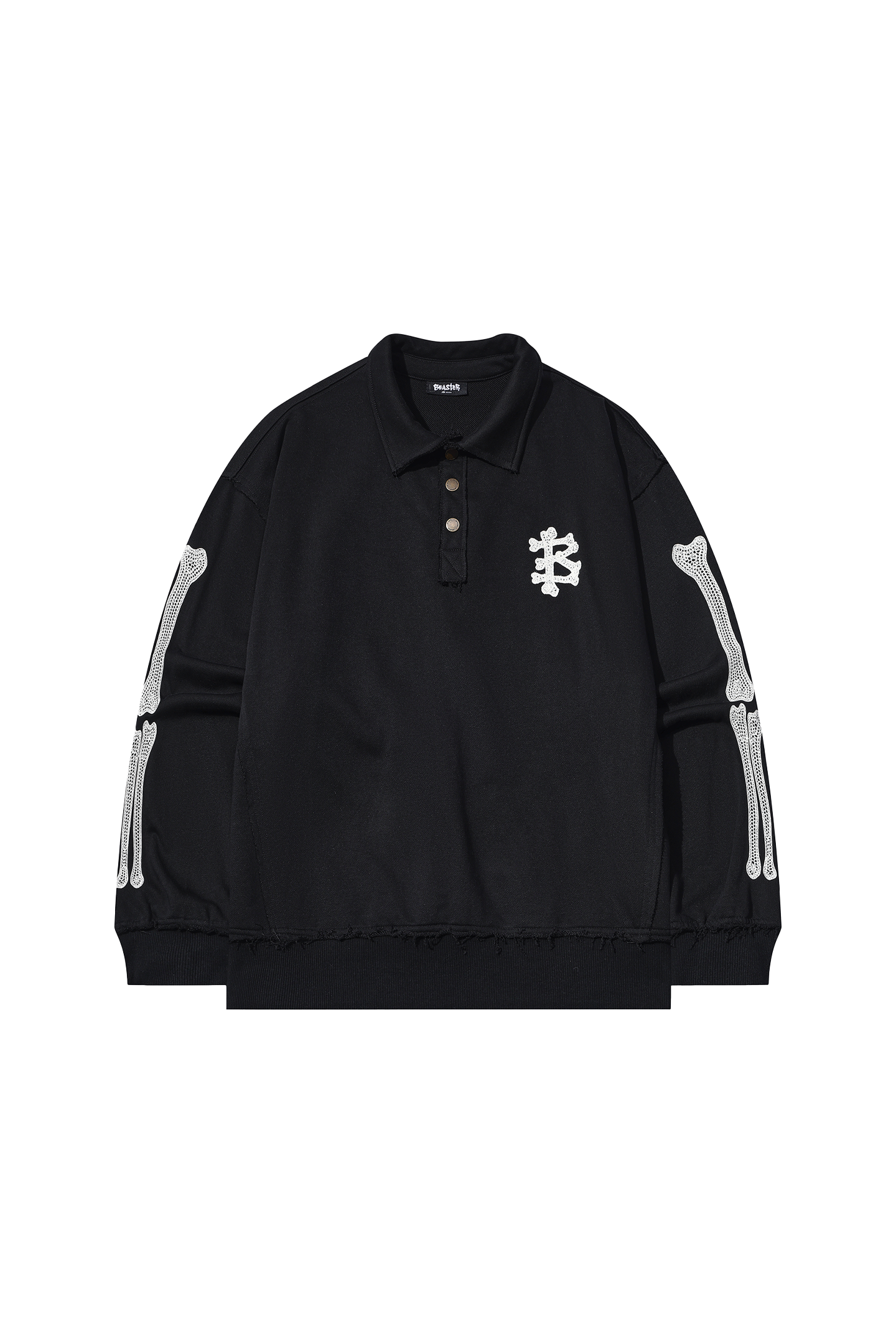 BEASTER Embroidered Pattern Long-sleeved Polo Shirt