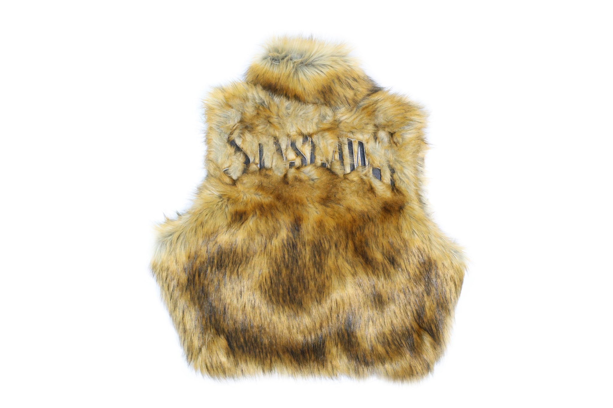 Faux Fur Leather Appliqué Vest