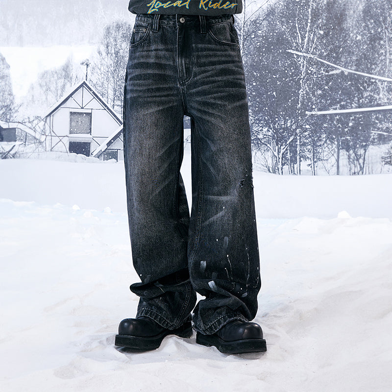 YADcrew丨Heavy Washed Ink-Splashed Loose Jeans - PSYLOS 1, YADcrew丨Heavy Washed Ink-Splashed Loose Jeans, Pants, YADcrew•JAPAN, PSYLOS 1