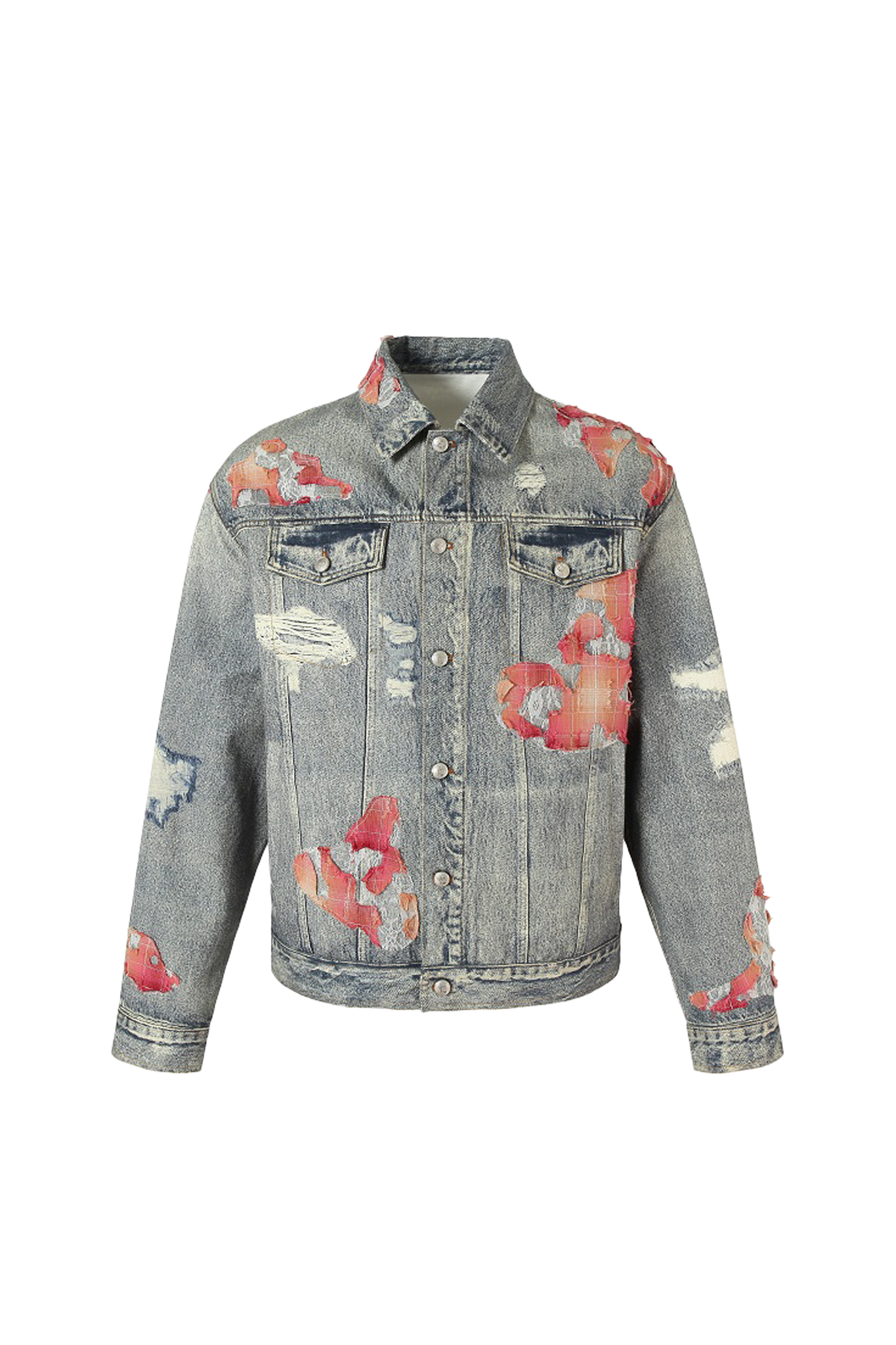 Sunset Cloud Lace Print Denim Jacket