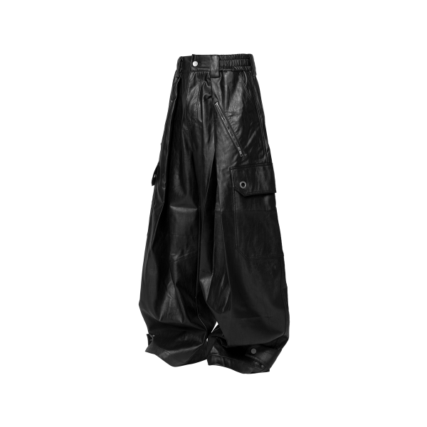 Pleated Tapered Leather Pants