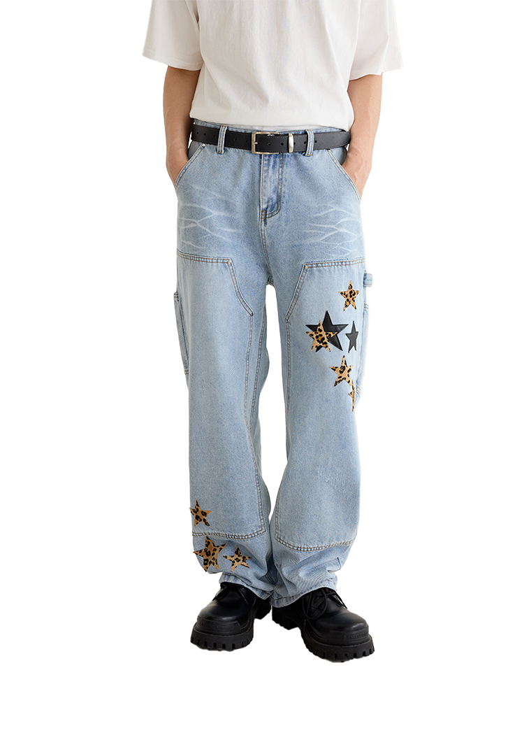 Retro Three-dimensional Straight-leg Jeans