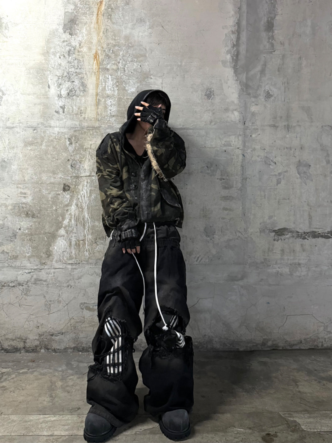 GOJOYJINNI丨Dual Waist Distressed Baggy Jeans - PSYLOS 1, GOJOYJINNI丨Dual Waist Distressed Baggy Jeans, Jeans, GOJOYJINNI, PSYLOS 1