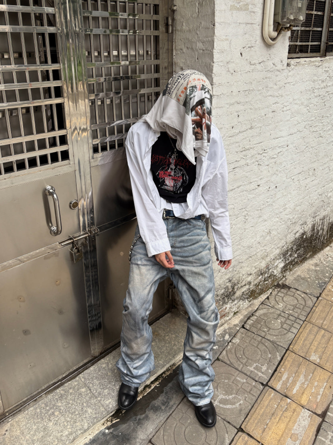 GOJOYJINNI丨Washed Portrait Print Vintage T-Shirt - PSYLOS 1, GOJOYJINNI丨Washed Portrait Print Vintage T-Shirt, T-Shirt, GOJOYJINNI, PSYLOS 1