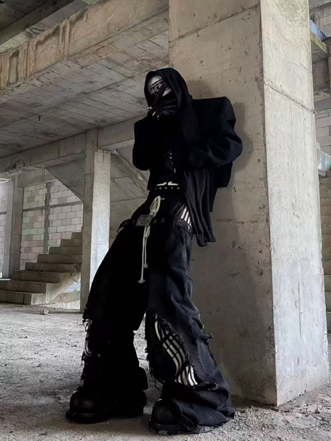 GOJOYJINNI丨Dual Waist Distressed Baggy Jeans - PSYLOS 1, GOJOYJINNI丨Dual Waist Distressed Baggy Jeans, Jeans, GOJOYJINNI, PSYLOS 1