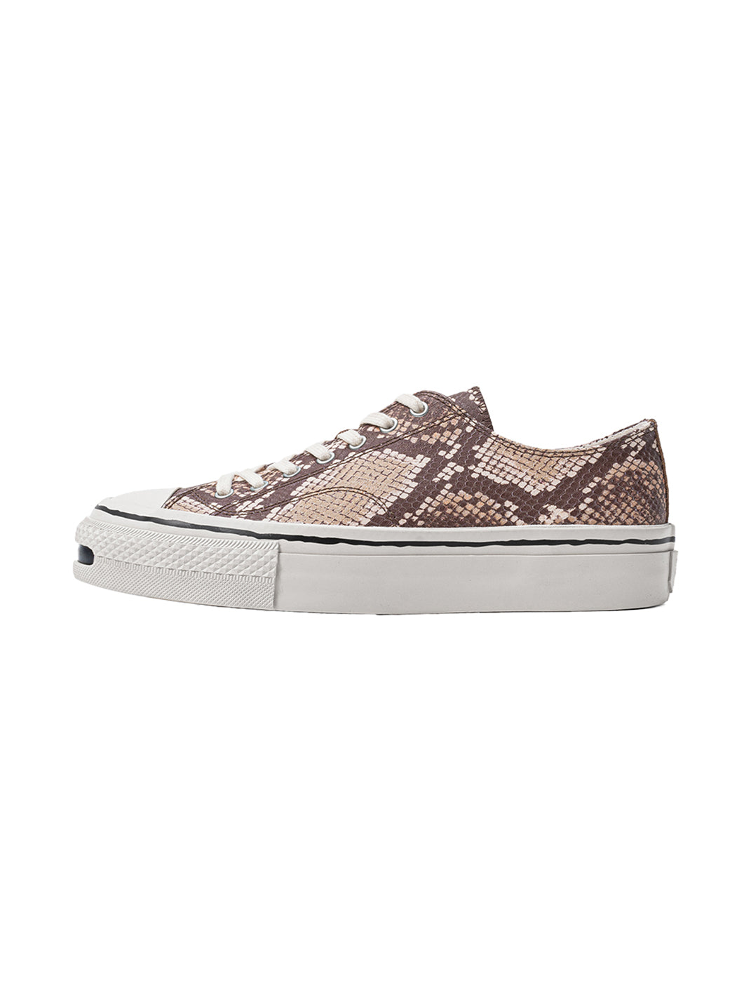 T/C MADE│030 Snake-Pattern Cowhide Low-Top Smiley Canvas Sneakers-Textured Color - PSYLOS 1, T/C MADE│030 Snake-Pattern Cowhide Low-Top Smiley Canvas Sneakers-Textured Color, Canvas Sneakers, T/C MADE, PSYLOS 1