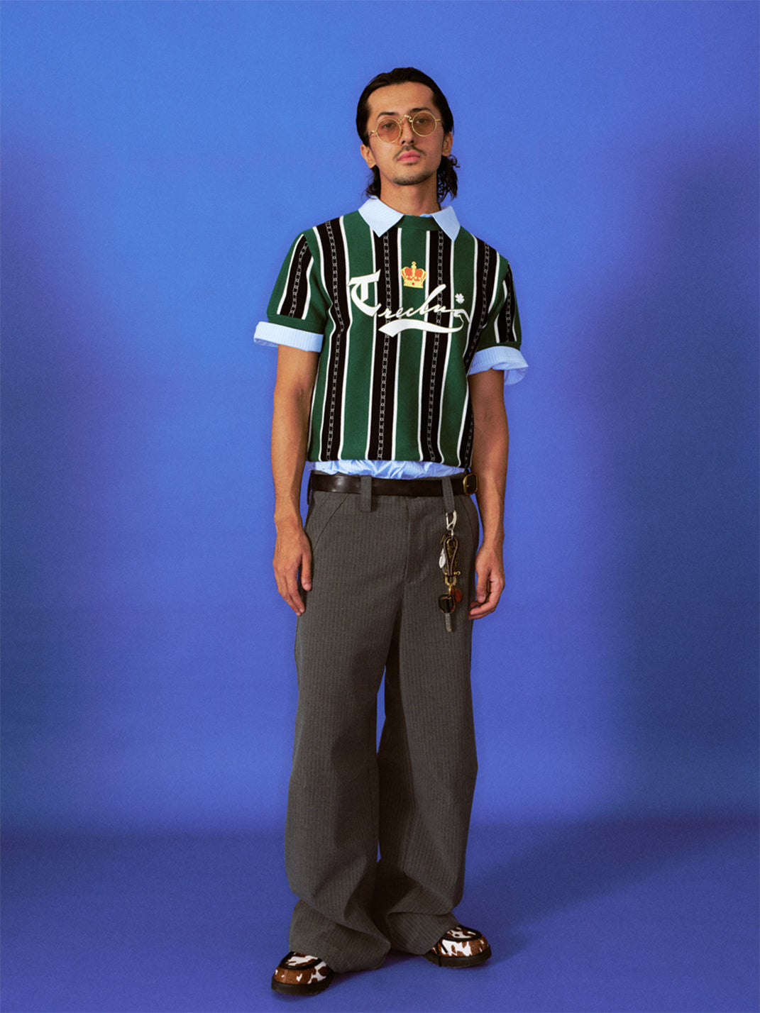 TREclub | Green Striped Knit Short Sleeve Sweater - PSYLOS 1, TREclub | Green Striped Knit Short Sleeve Sweater, Sweater, TREclub•JAPAN, PSYLOS 1