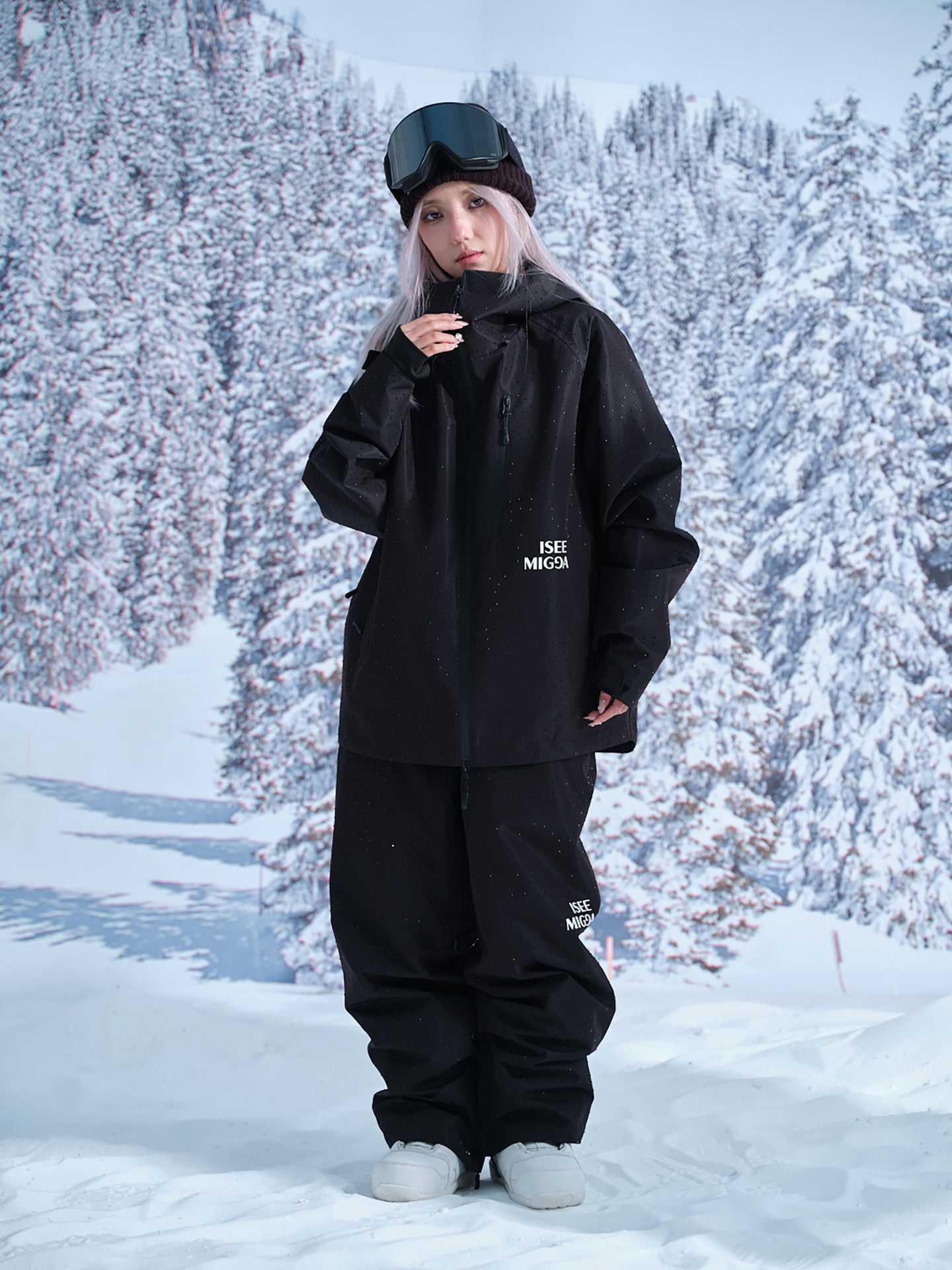 Black ski suit best sale