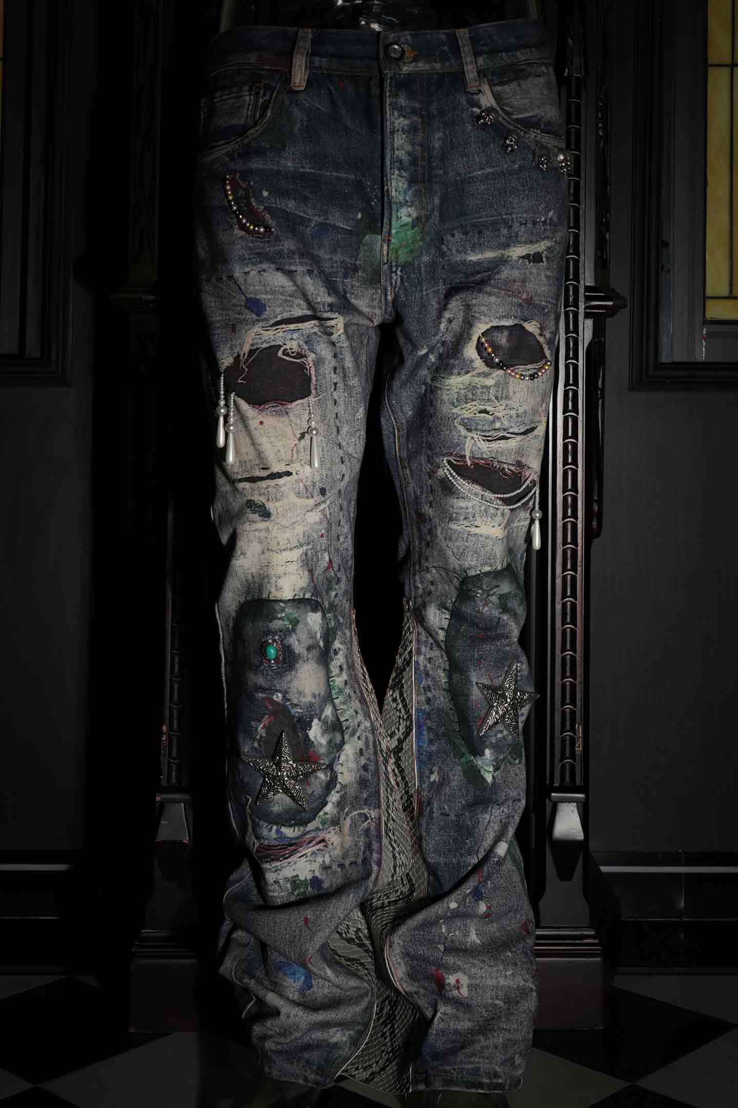 GLACIERBOY丨"RAP STAR" SERIES  Snake Waxed Jeans - PSYLOS 1, GLACIERBOY丨"RAP STAR" SERIES  Snake Waxed Jeans, Jeans, GLACIERBOY•JAPAN, PSYLOS 1