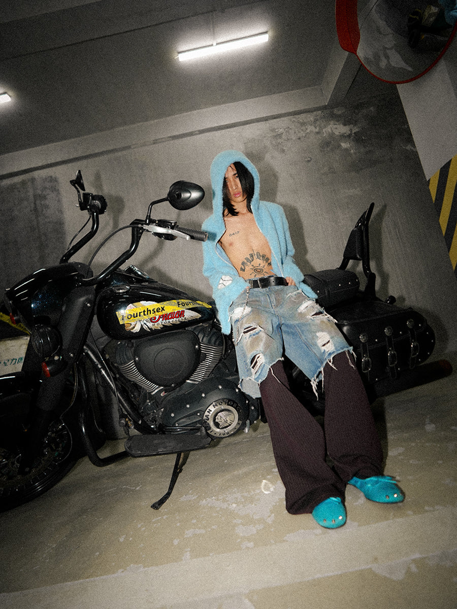 Mud-Dyed Patchwork Distressed Pants - PSYLOS 1, Mud-Dyed Patchwork Distressed Pants, Jeans, Fourth3ex, PSYLOS 1