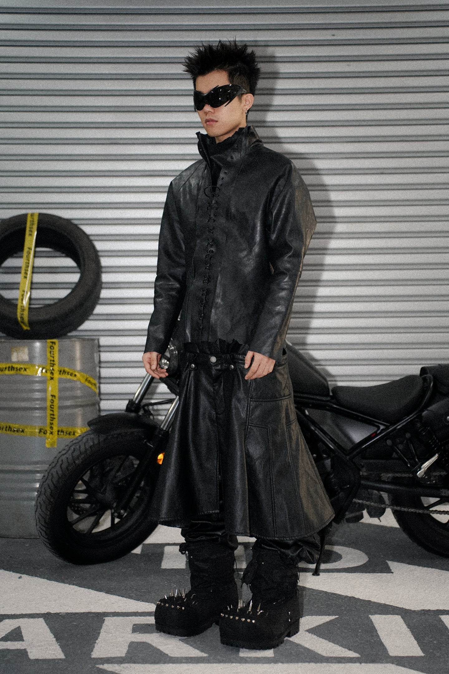 Fourth3ex丨Scimitar Pleated Detachable Leather Pants - PSYLOS 1, Fourth3ex丨Scimitar Pleated Detachable Leather Pants, Pants, Fourth3ex, PSYLOS 1