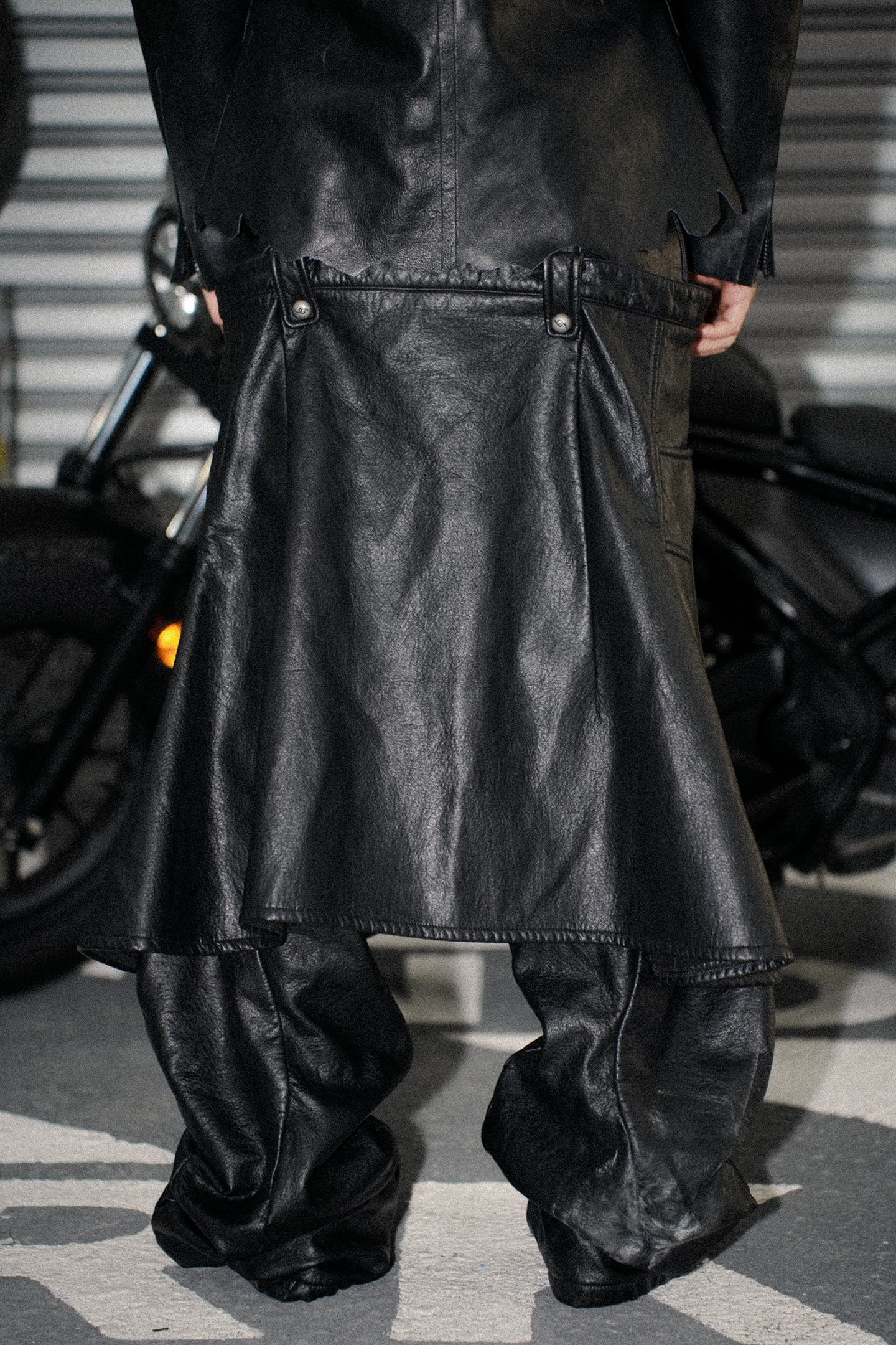 Fourth3ex丨Scimitar Pleated Detachable Leather Pants - PSYLOS 1, Fourth3ex丨Scimitar Pleated Detachable Leather Pants, Pants, Fourth3ex, PSYLOS 1