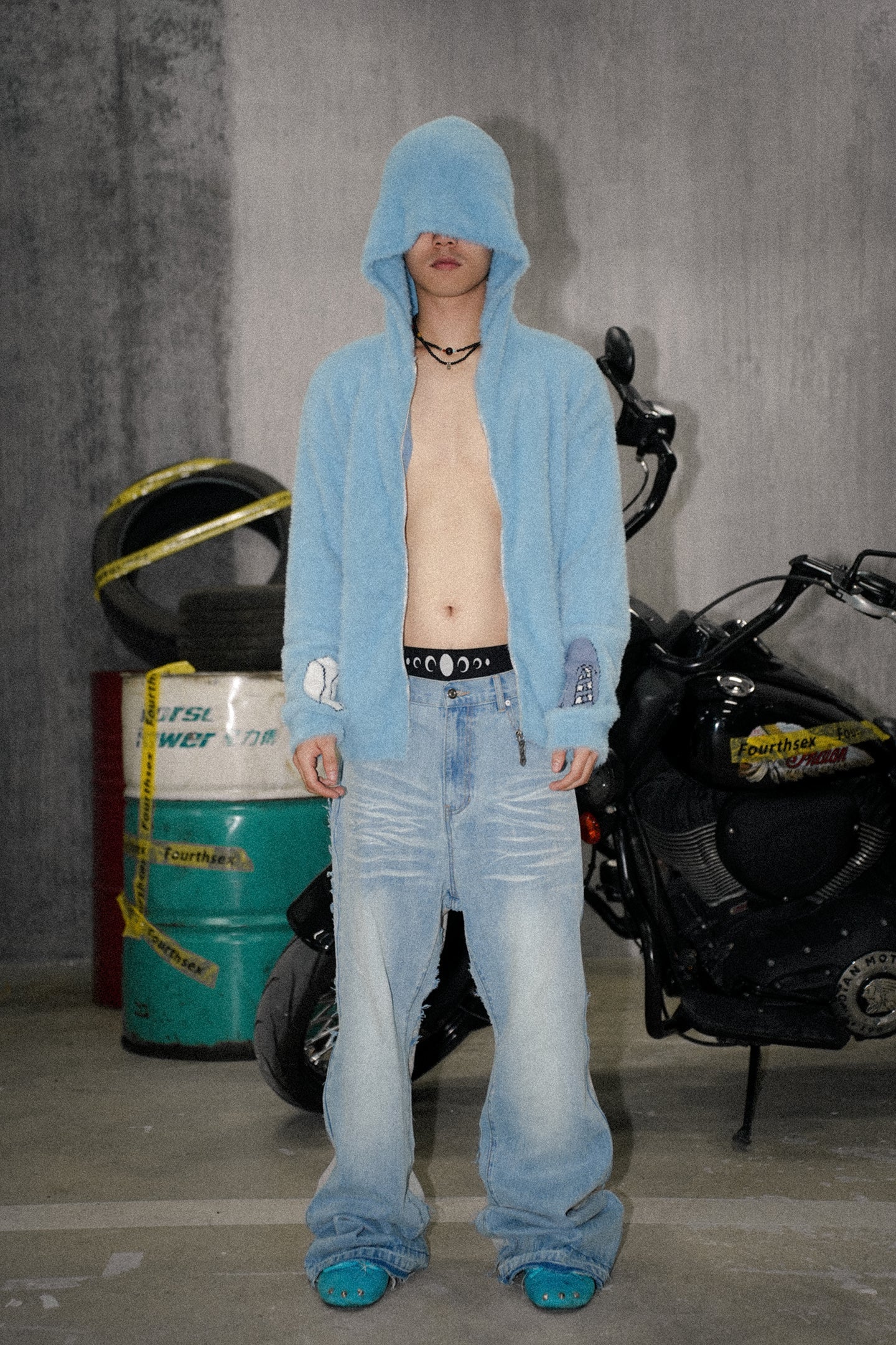 ‘Denim Front, Jogger Back’ Washed Whisker Denim Pants - PSYLOS 1, ‘Denim Front, Jogger Back’ Washed Whisker Denim Pants, Jeans, Fourth3ex, PSYLOS 1