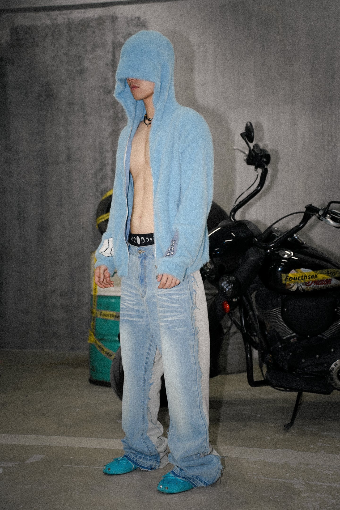 ‘Denim Front, Jogger Back’ Washed Whisker Denim Pants - PSYLOS 1, ‘Denim Front, Jogger Back’ Washed Whisker Denim Pants, Jeans, Fourth3ex, PSYLOS 1