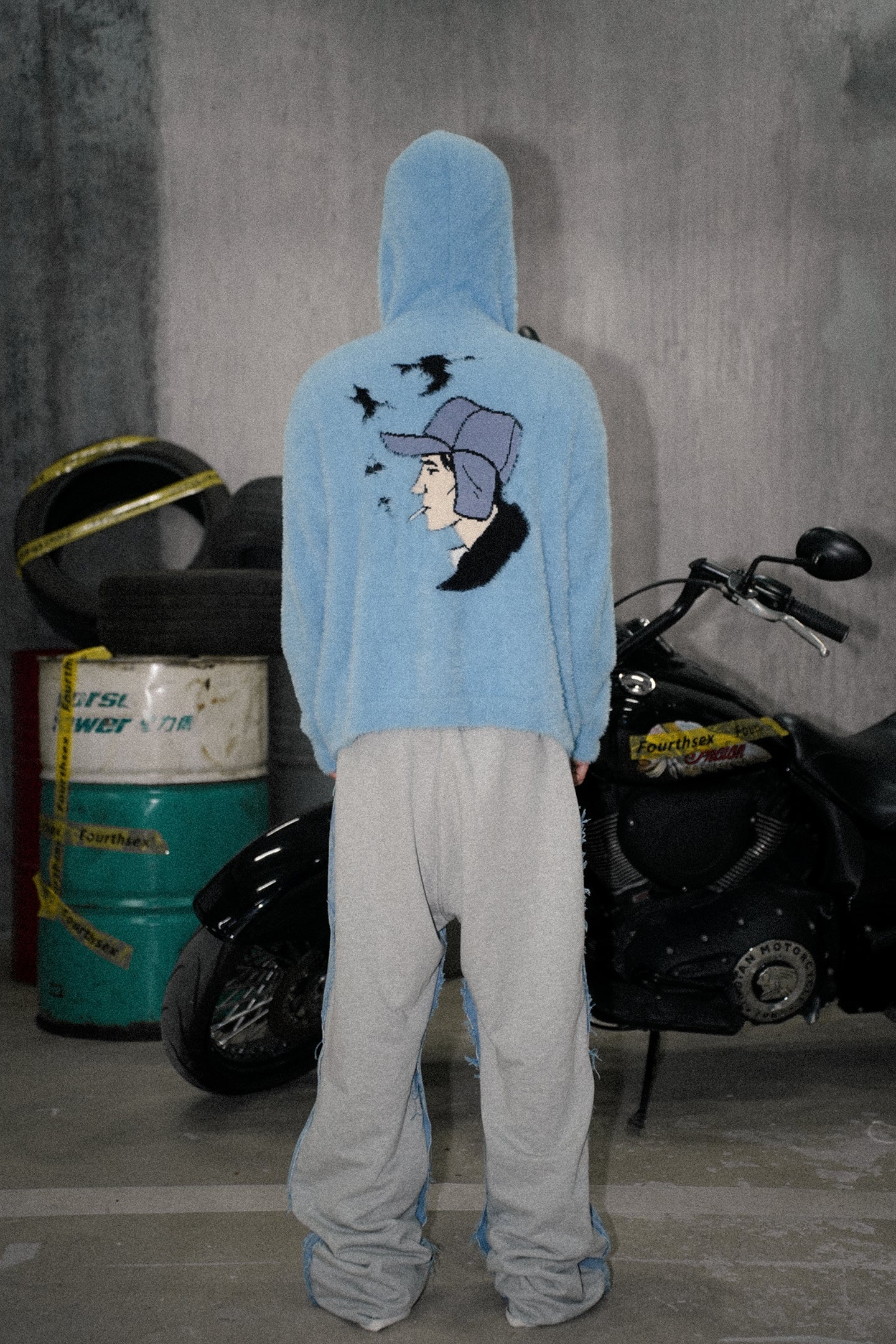 ‘Denim Front, Jogger Back’ Washed Whisker Denim Pants - PSYLOS 1, ‘Denim Front, Jogger Back’ Washed Whisker Denim Pants, Jeans, Fourth3ex, PSYLOS 1