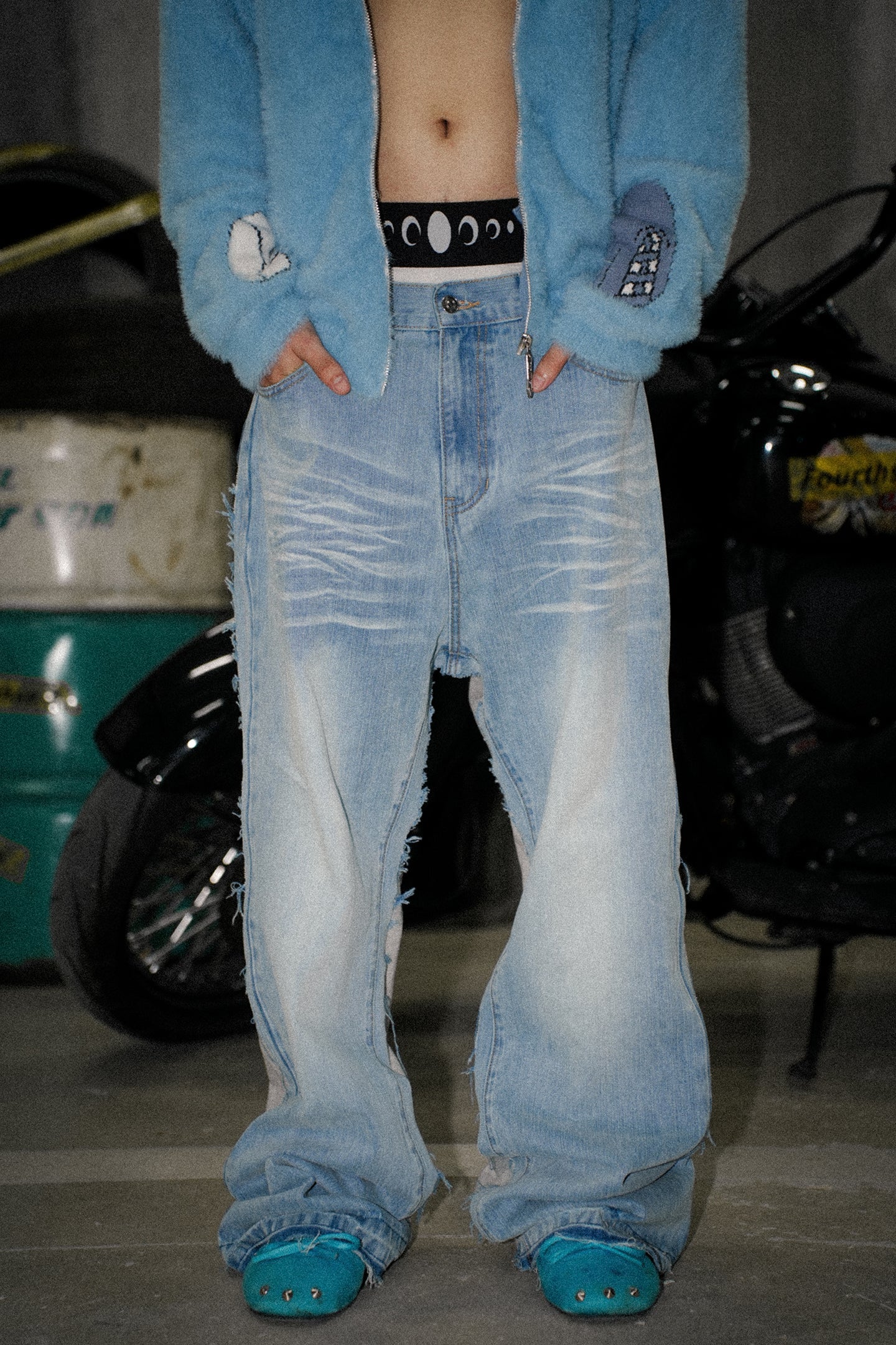 Washed Whisker Denim Sweatpants