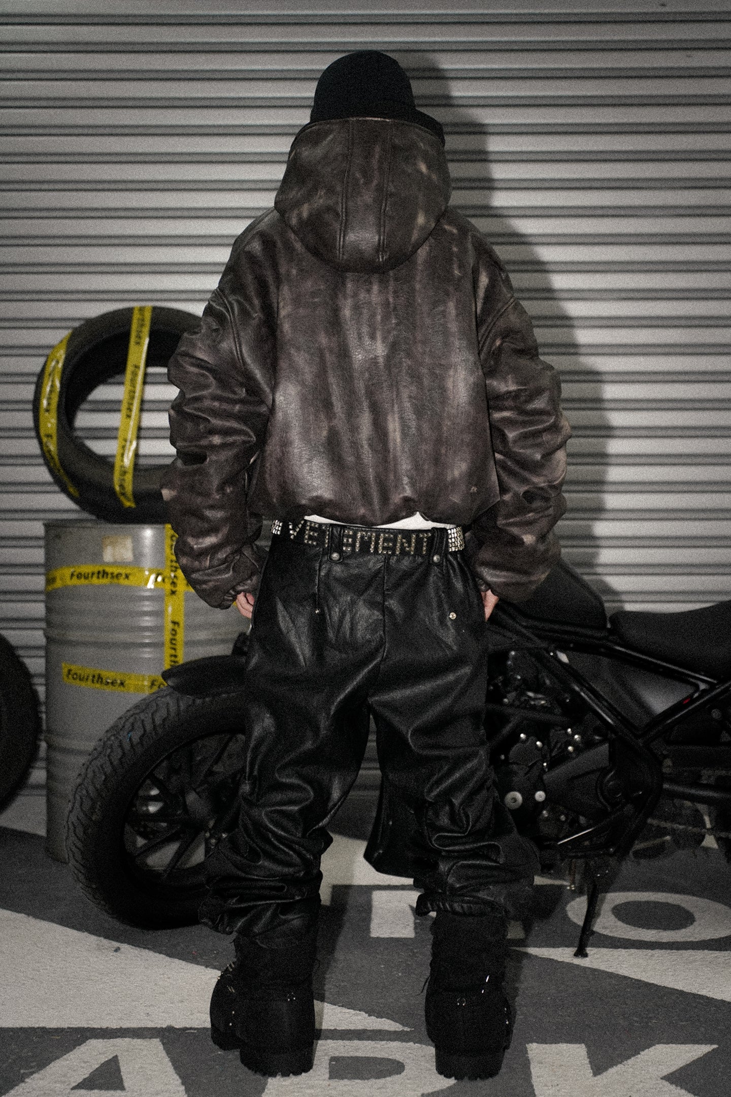 Faded Brown Leather Fold Hoodie - PSYLOS 1, Faded Brown Leather Fold Hoodie, Jacket, Fourth3ex, PSYLOS 1