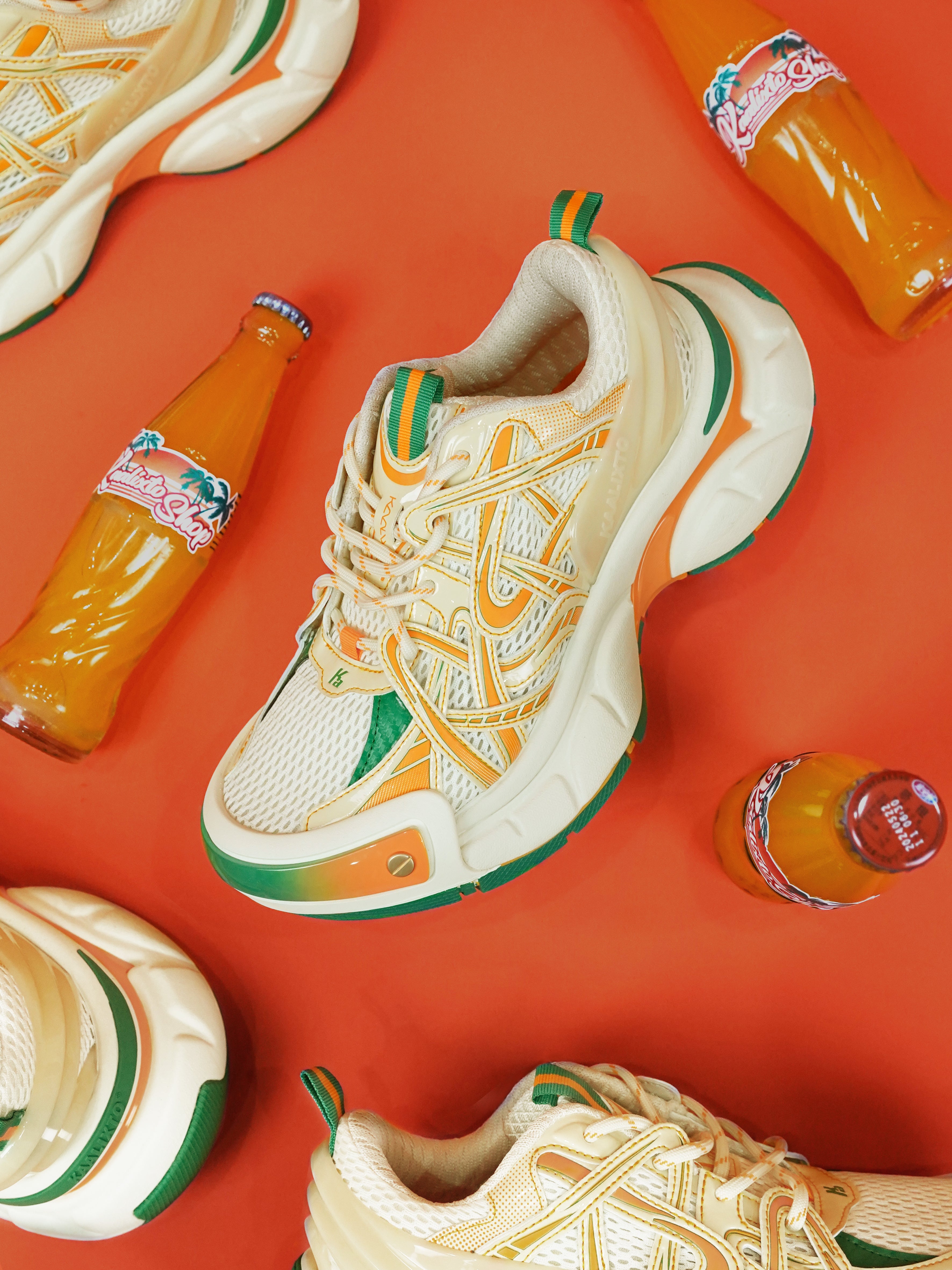 KAALIXTO丨Beige And Orange Color Matching Casual Breathable Dad Shoes - PSYLOS 1, KAALIXTO丨Beige And Orange Color Matching Casual Breathable Dad Shoes, Casual Sneakers, KAALIXTO•JAPAN, PSYLOS 1