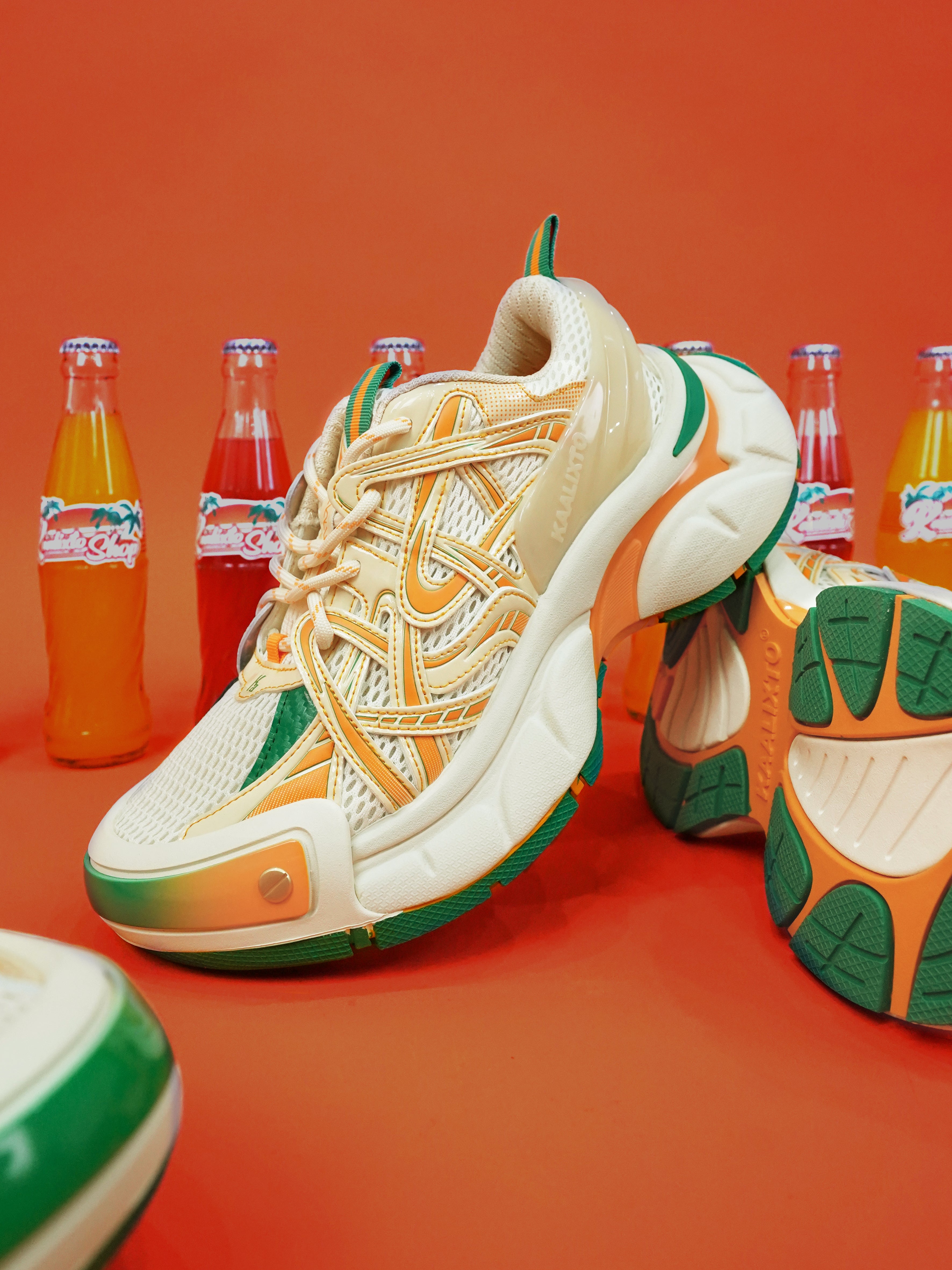 KAALIXTO丨Beige And Orange Color Matching Casual Breathable Dad Shoes - PSYLOS 1, KAALIXTO丨Beige And Orange Color Matching Casual Breathable Dad Shoes, Casual Sneakers, KAALIXTO•JAPAN, PSYLOS 1