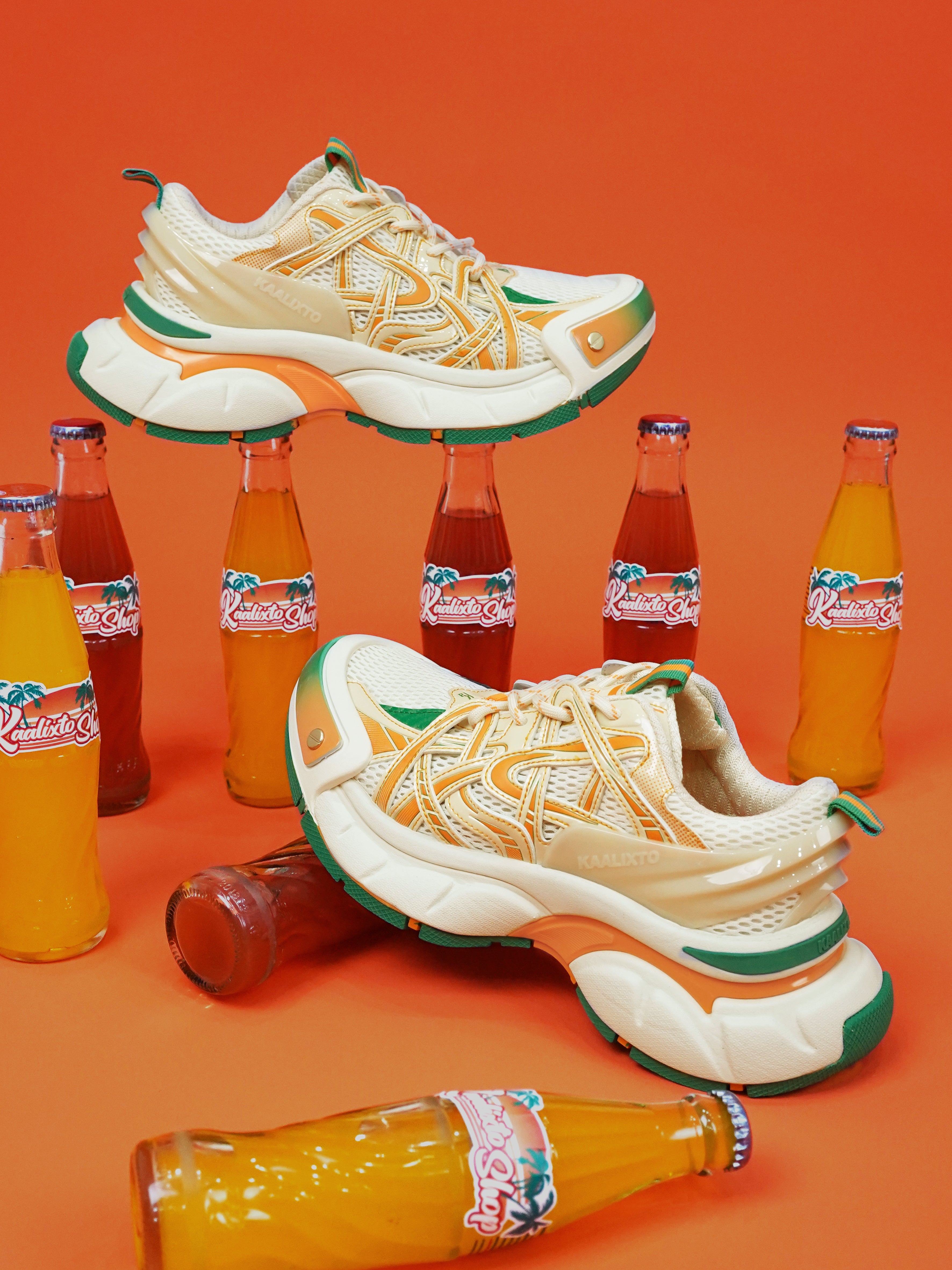 KAALIXTO丨Beige And Orange Color Matching Casual Breathable Dad Shoes - PSYLOS 1, KAALIXTO丨Beige And Orange Color Matching Casual Breathable Dad Shoes, Casual Sneakers, KAALIXTO•JAPAN, PSYLOS 1